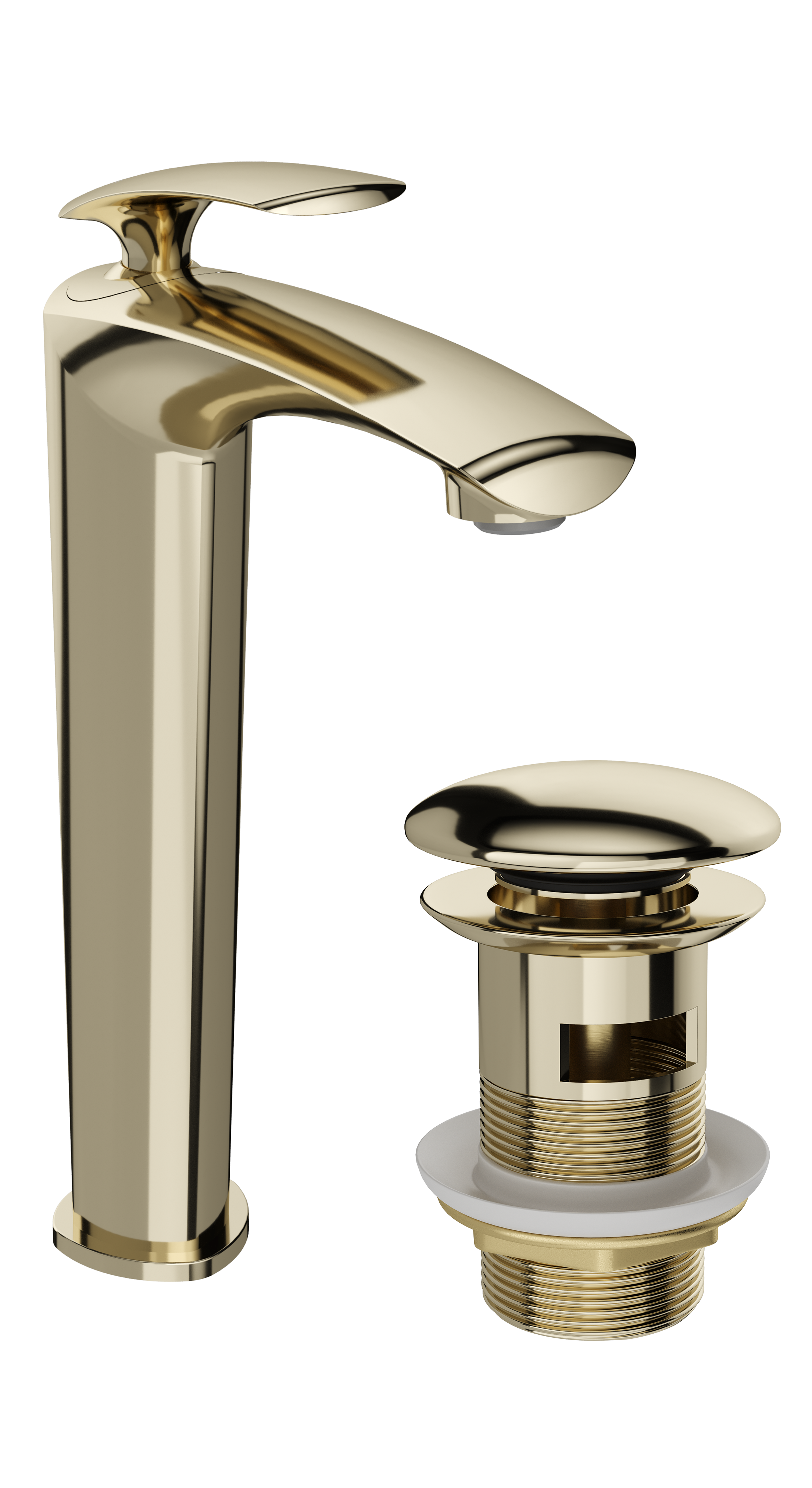 Смеситель для раковины STWORKI Гётеборг S03020GG + донный клапан SW-001GG глянцевое золото