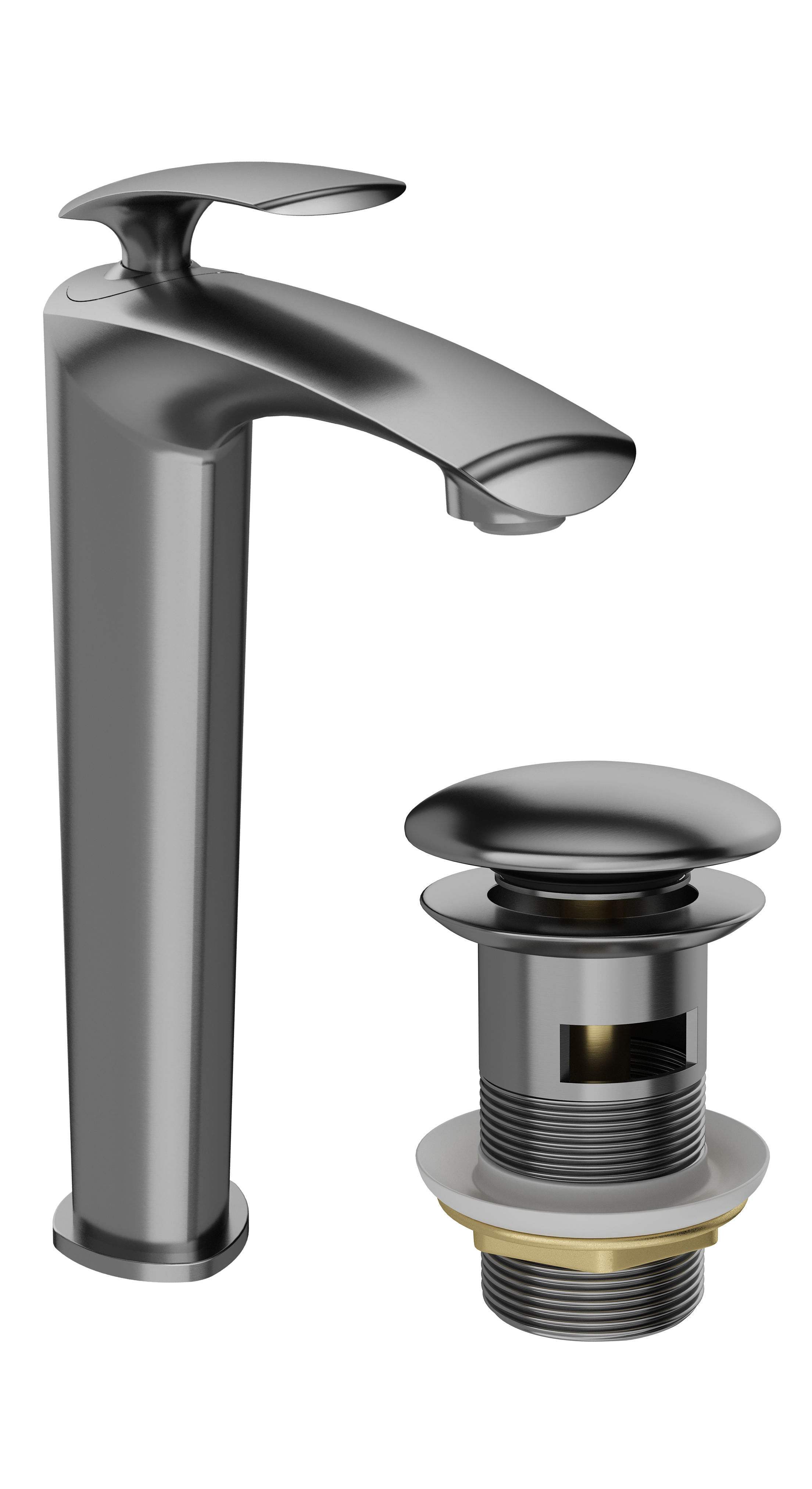 Смеситель для раковины STWORKI Гётеборг S03020GB + донный клапан SW-001GB вороненая сталь