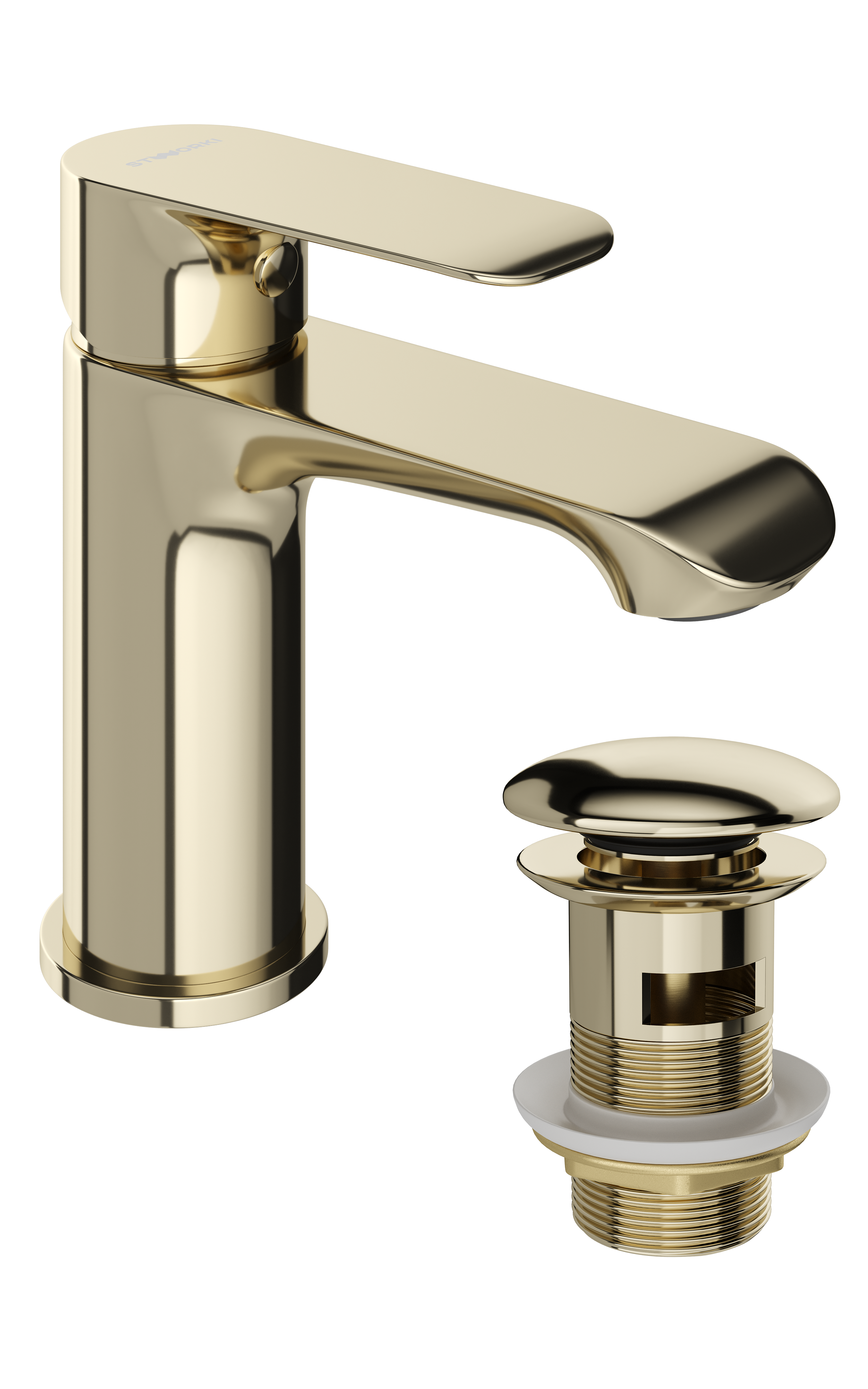 Смеситель для раковины STWORKI Копенгаген S42010GG + донный клапан SW-001GG глянцевое золото