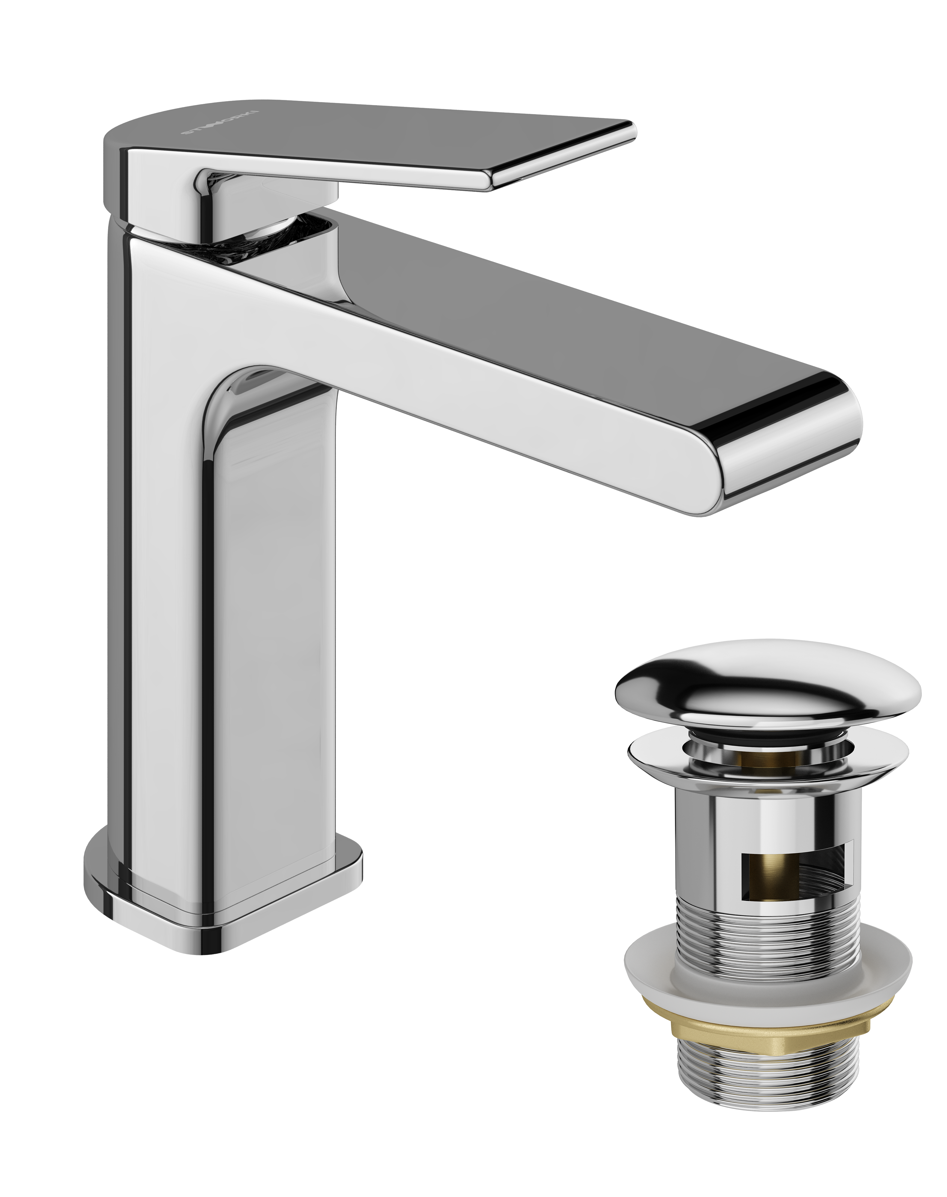 Смеситель для раковины STWORKI Ольборг S20010CR + донный клапан SD-001CR хром