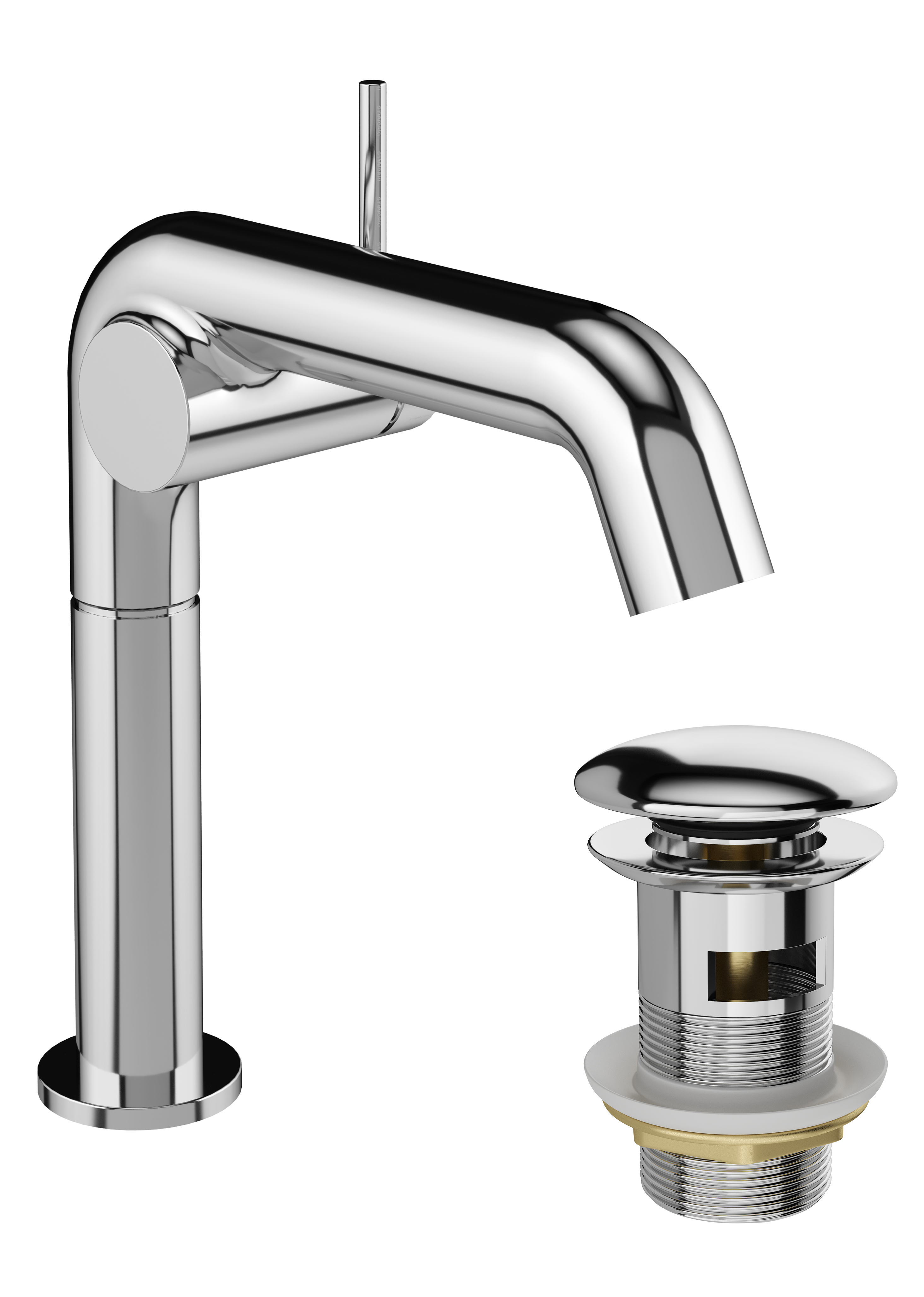 Смеситель для раковины STWORKI Лунд S25010CR + донный клапан SD-001CR хром