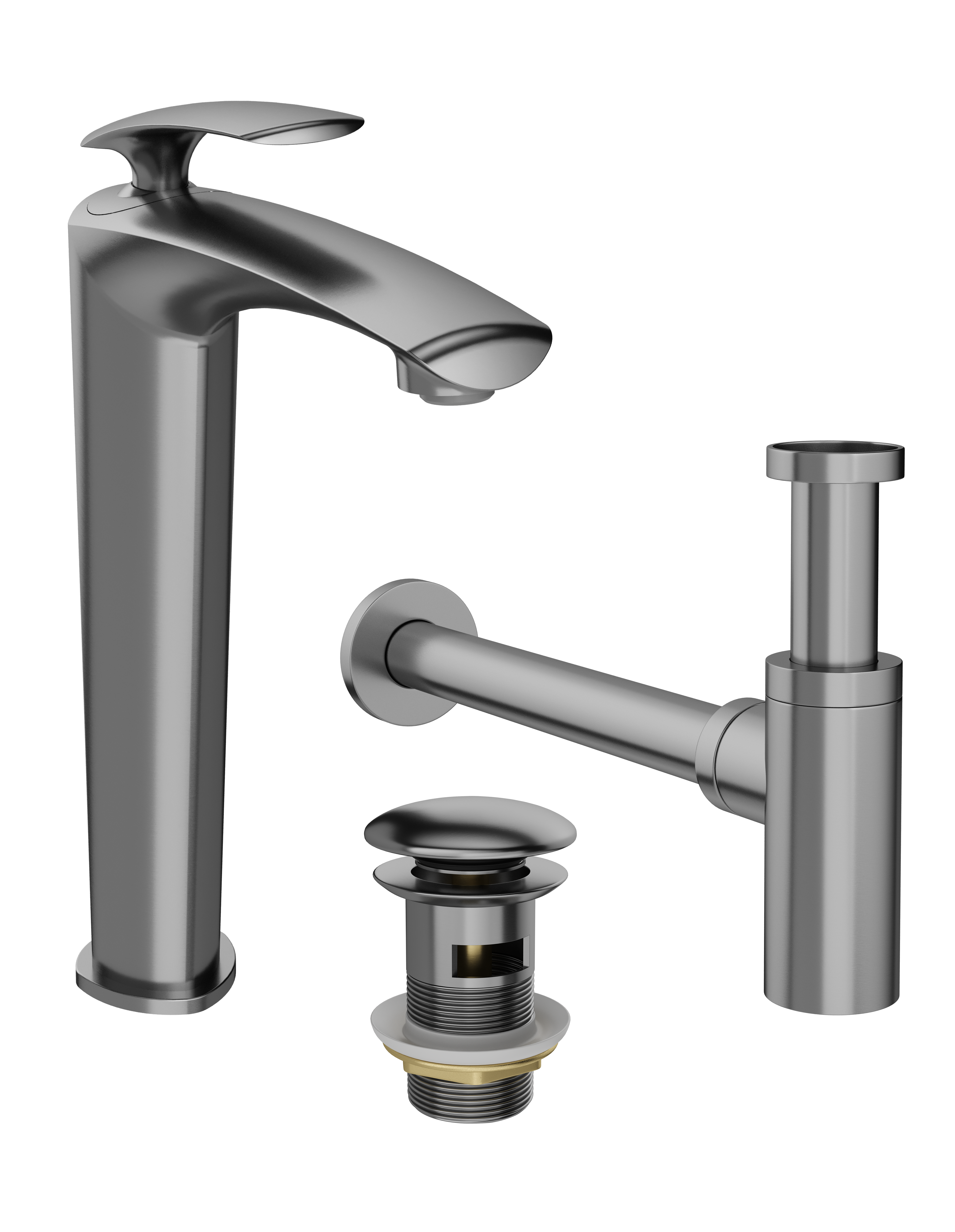 Комплект Смеситель STWORKI Гётеборг S03020GB + Сифон SD-001GB + Донный клапан SW-001GB