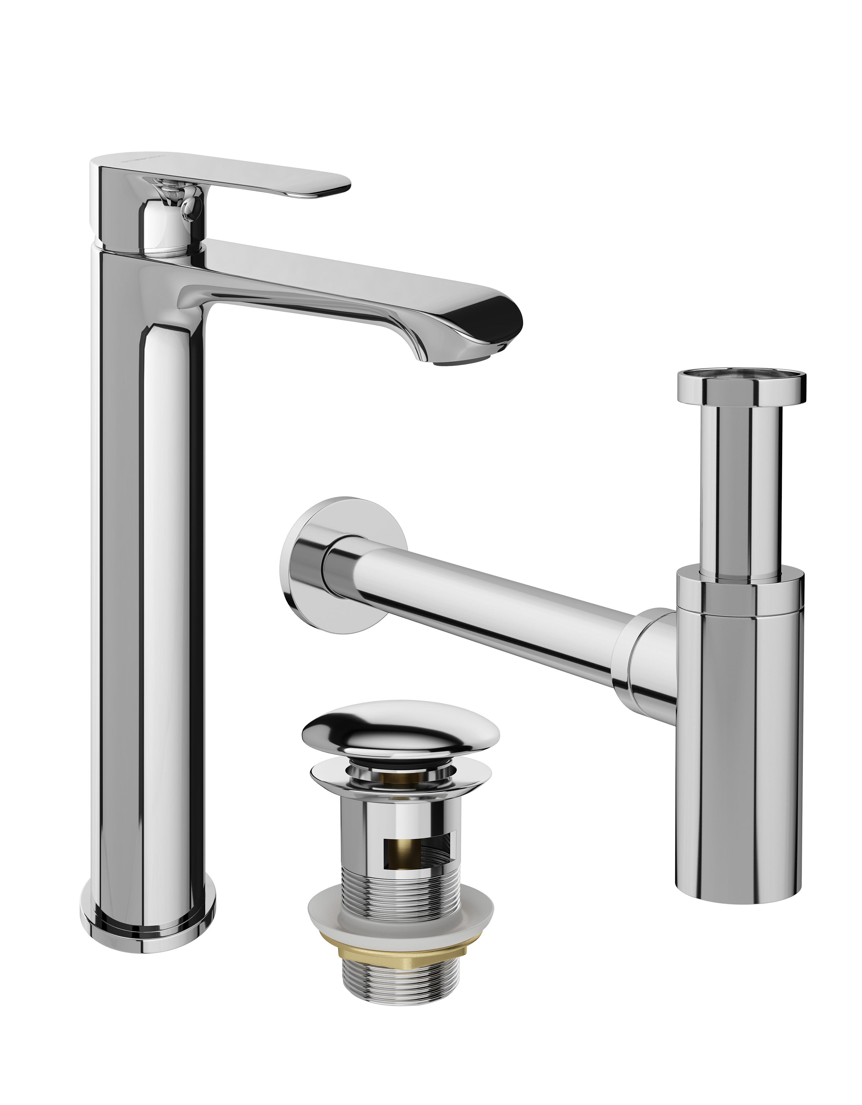 Комплект Смеситель STWORKI Копенгаген S42020CR хром + Сифон SD-001CR хром + Донный клапан SW-001CR хром