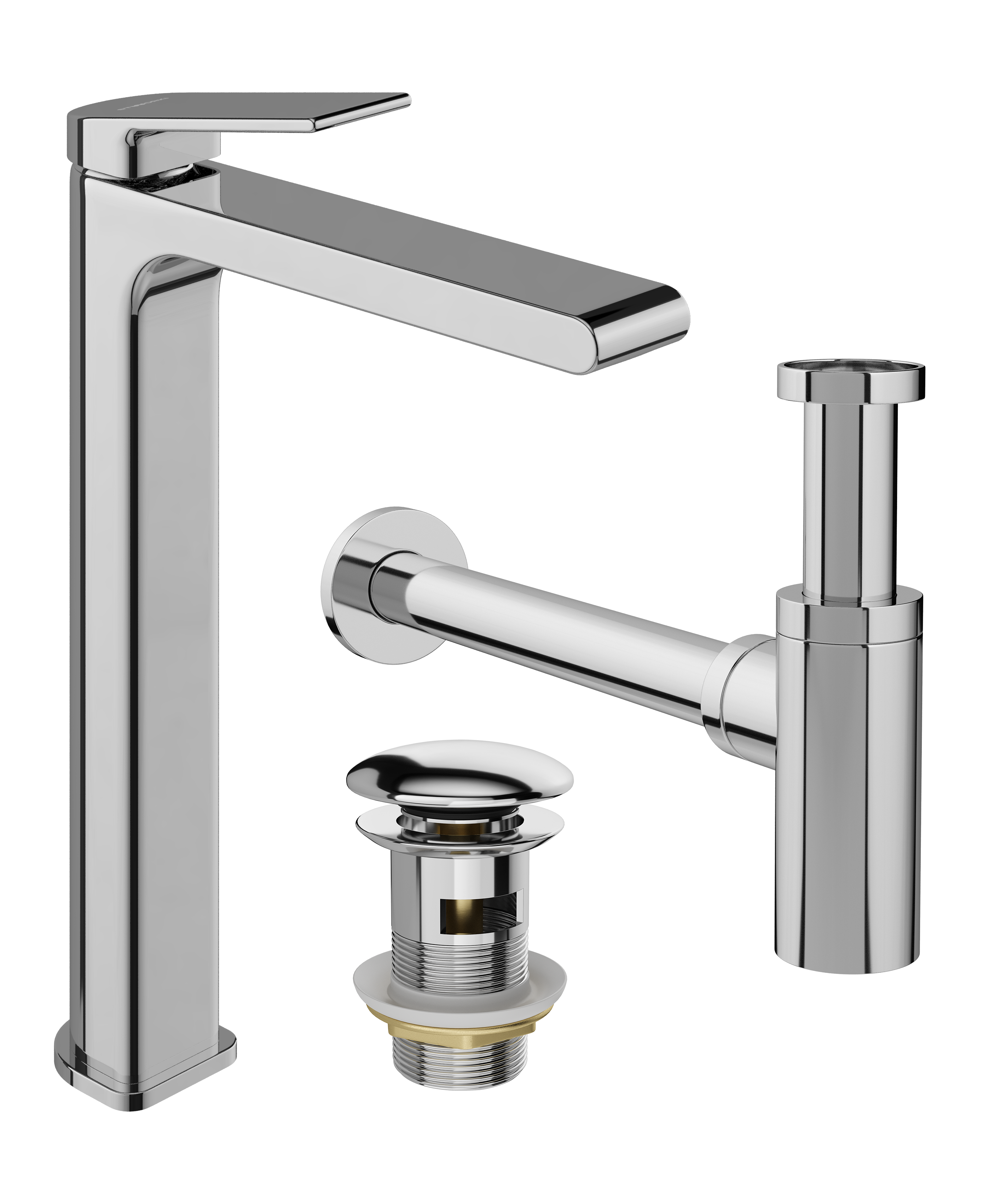 Комплект Смеситель STWORKI Ольборг S20020CR + Сифон SD-001CR + Донный клапан SW-001CR