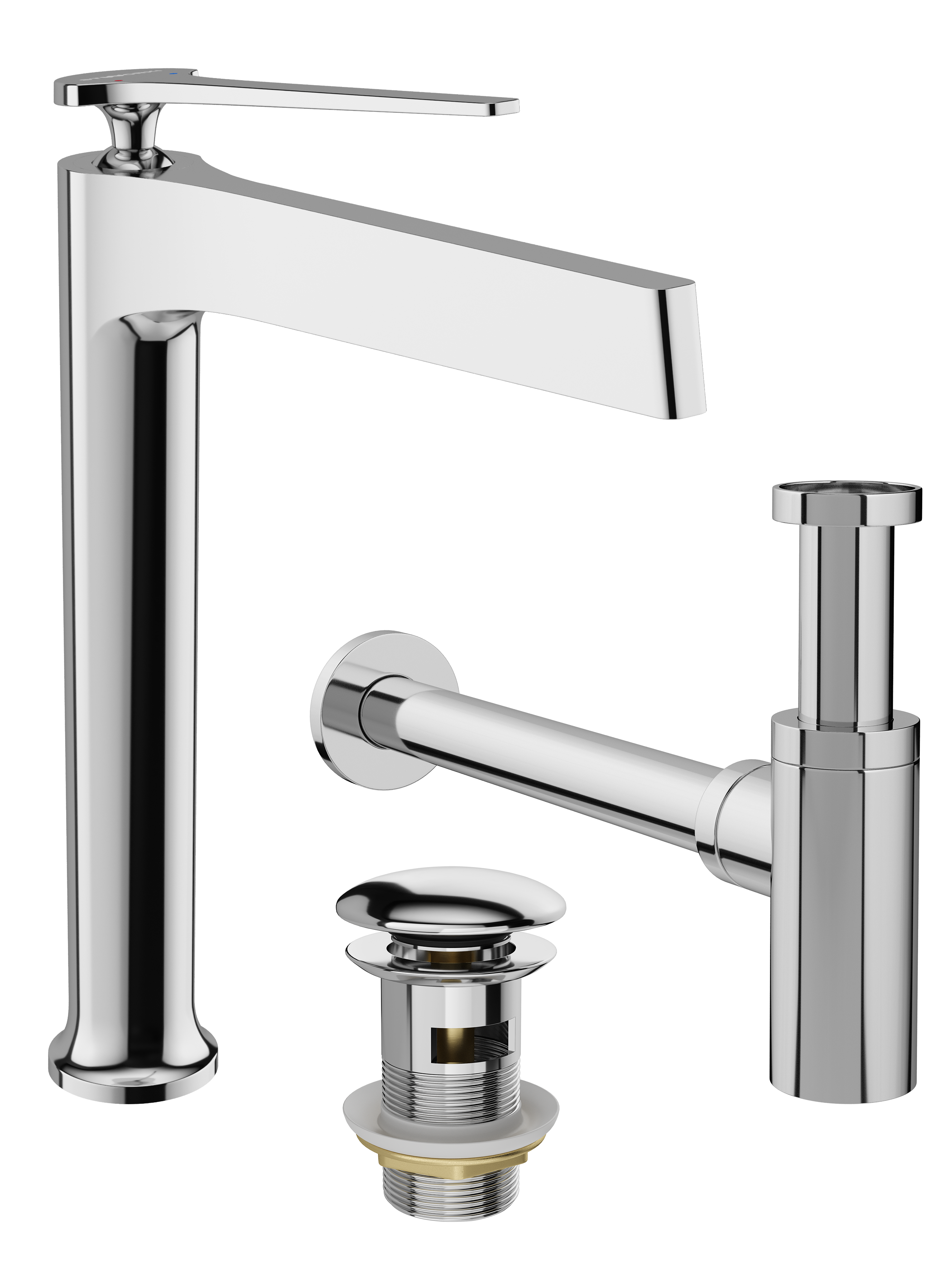 Комплект Смеситель STWORKI Аулум S06020CR хром + Сифон SD-001CR хром + Донный клапан SW-001CR хром