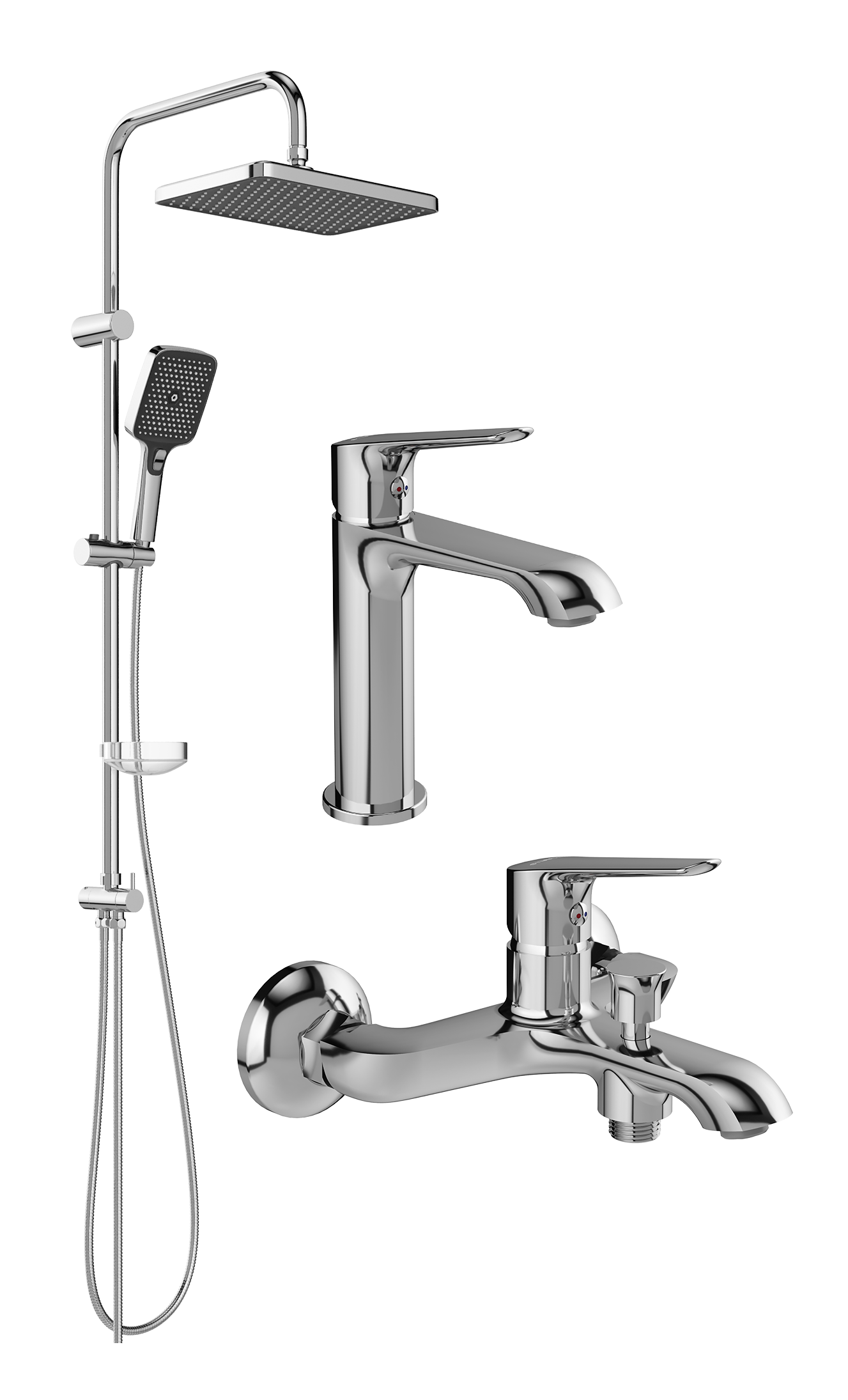 Комплект для ванной Смеситель STWORKI Хельсингборг S18010CR хром + Стойка Вестерос S26180CR хром + Смеситель S18100CR хром