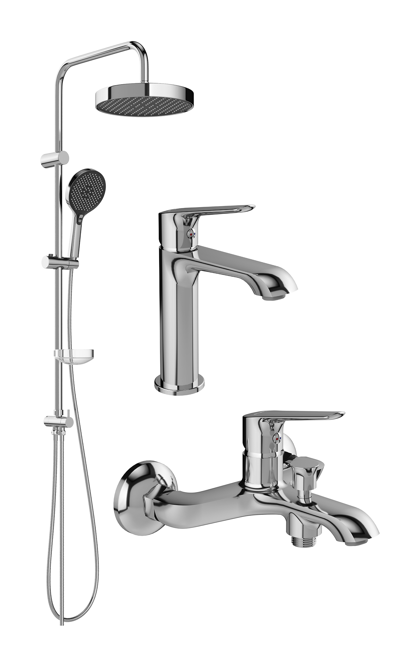 Комплект для ванной Смеситель STWORKI Хельсингборг S18010CR хром + Стойка Молде S23180CR хром + Смеситель S18100CR хром