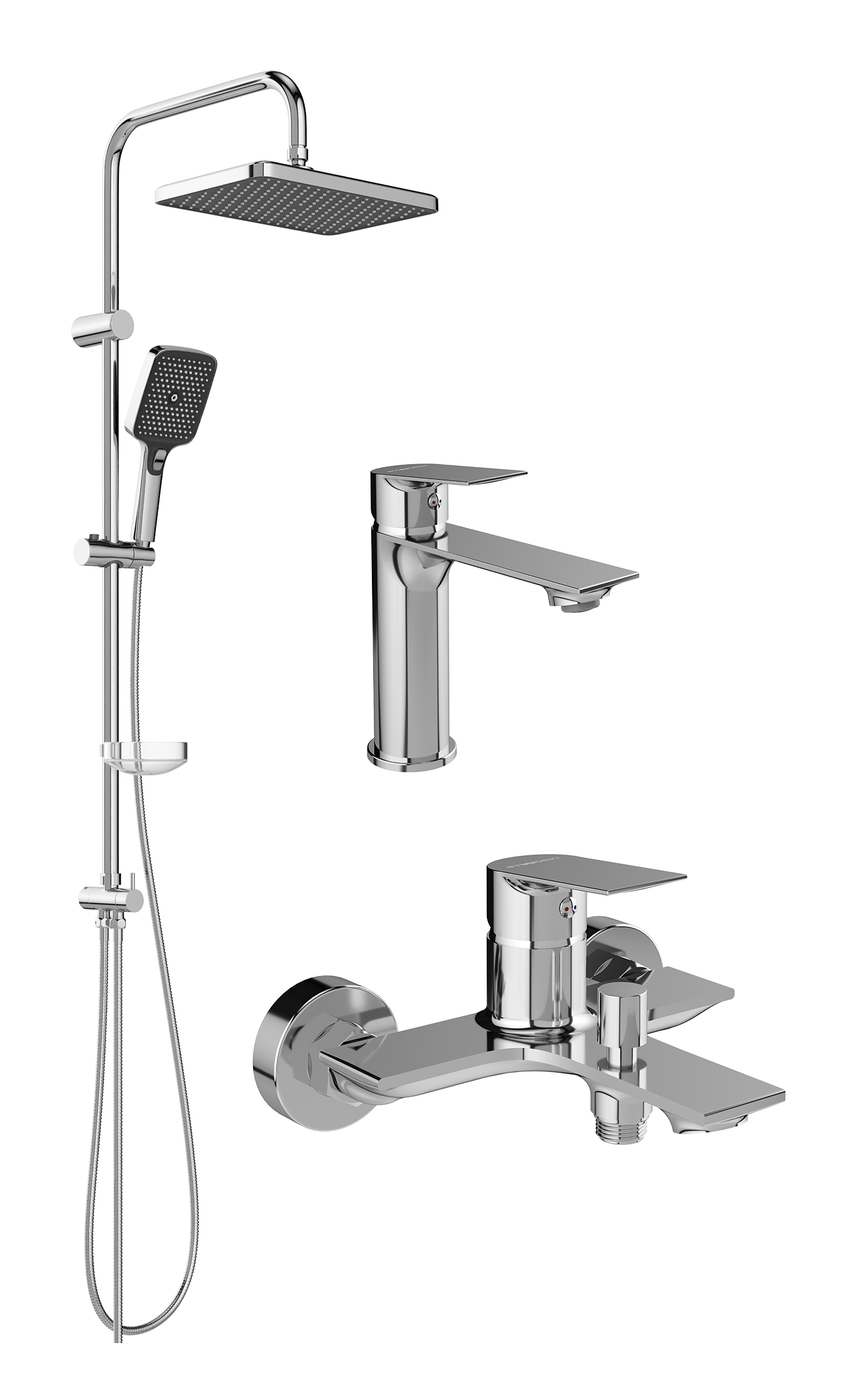 Комплект для ванной Смеситель STWORKI Рандерс S19010CR хром + Стойка Вестерос S26180CR хром + Смеситель S19100CR хром