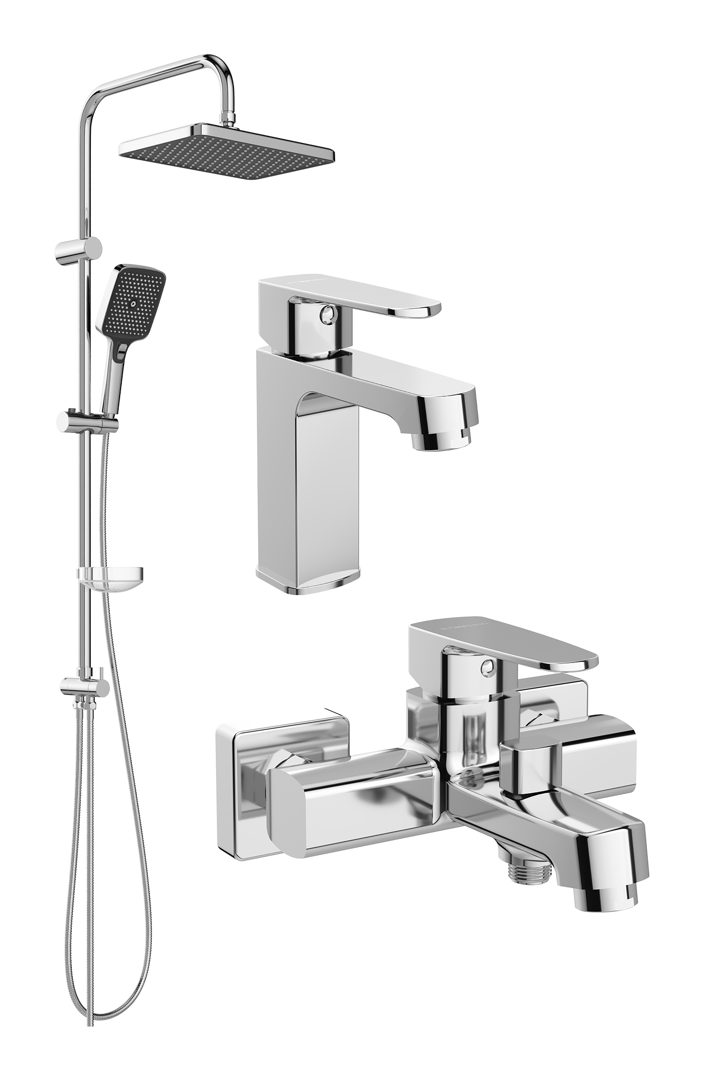 Комплект для ванной Смеситель STWORKI Купервик S22010CR хром + Стойка Вестерос S26180CR хром + Смеситель S22100CR хром