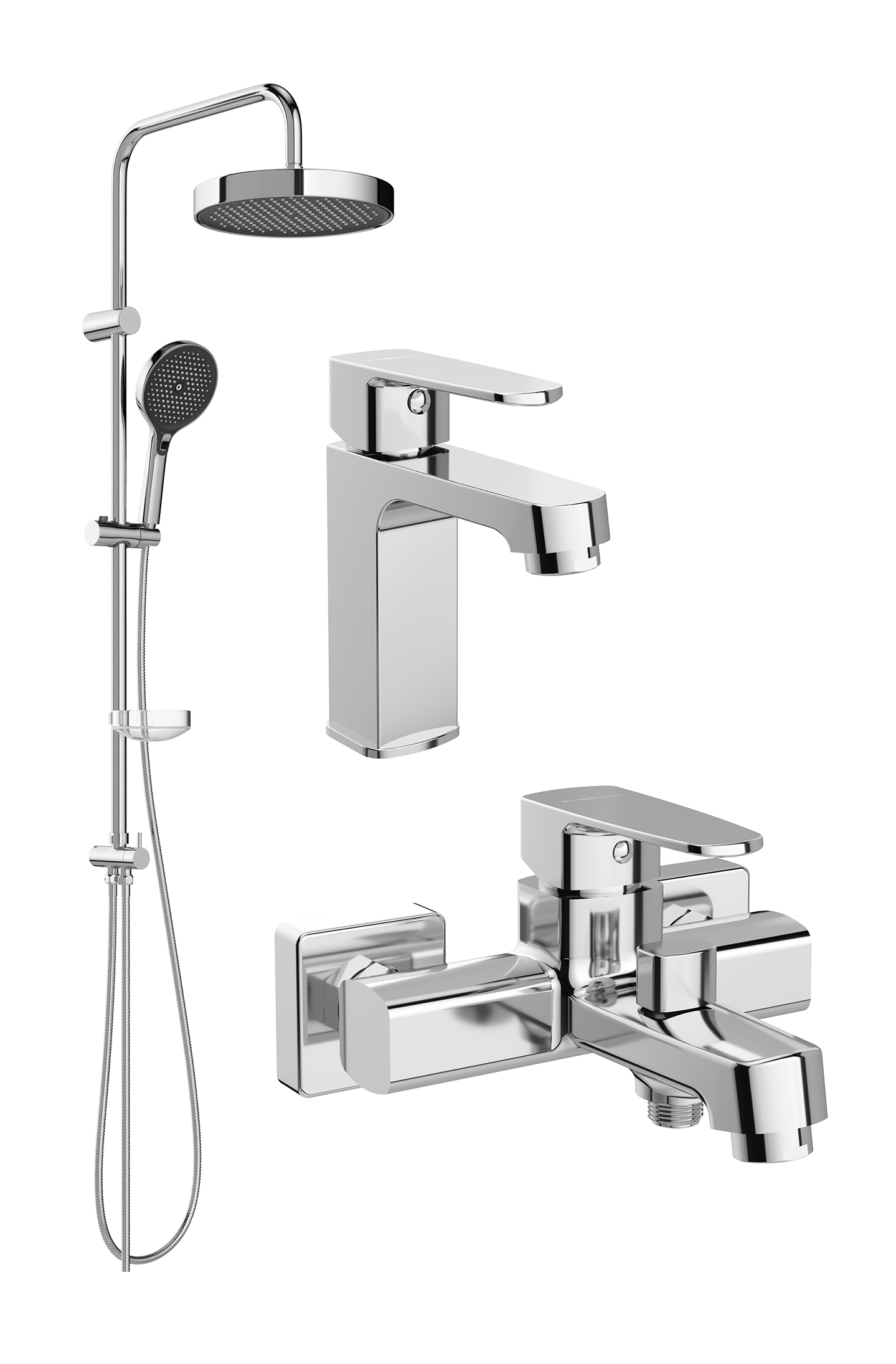 Комплект для ванной Смеситель STWORKI Купервик S22010CR хром + Стойка Монтре S30180CR + Смеситель S22100CR хром
