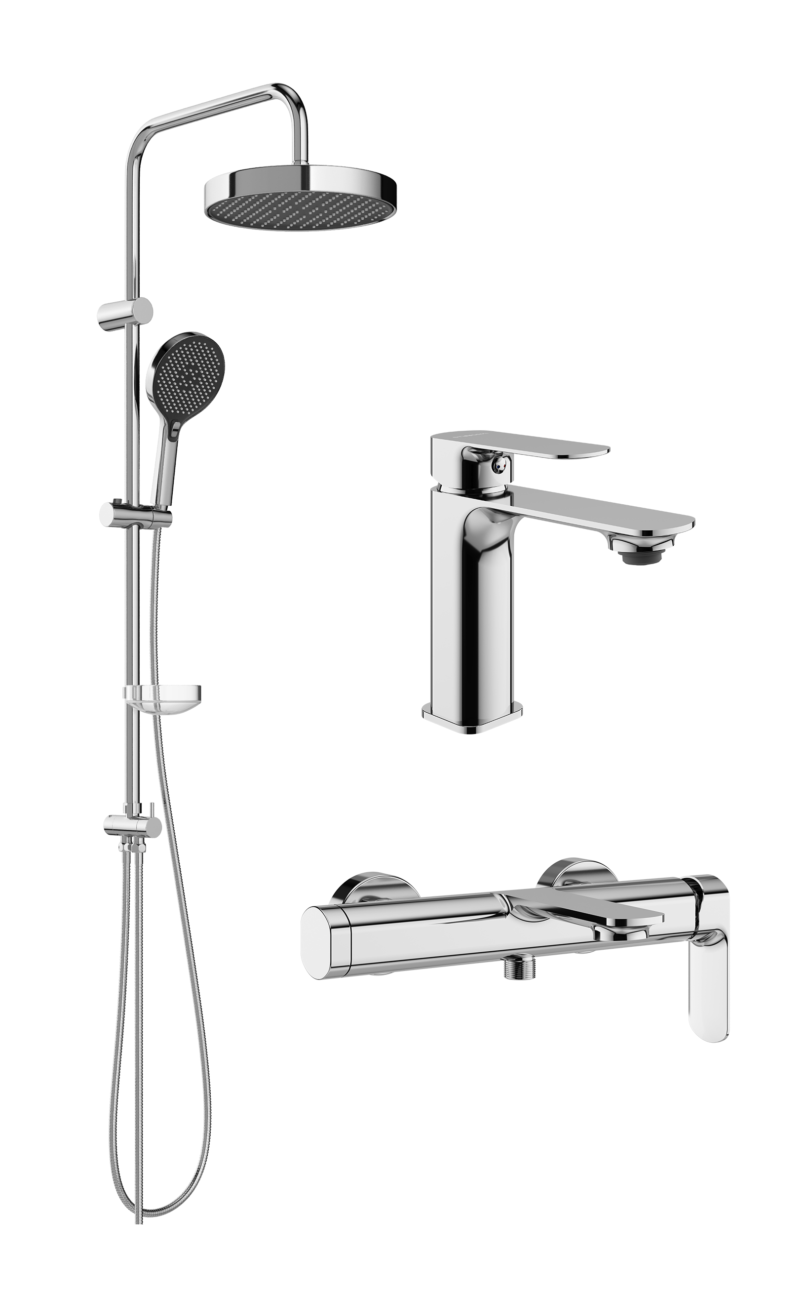 Комплект для ванной Смеситель STWORKI Вестерос S26010CR хром + Стойка Хадстен S17180CR хром + Смеситель S26100CR хром