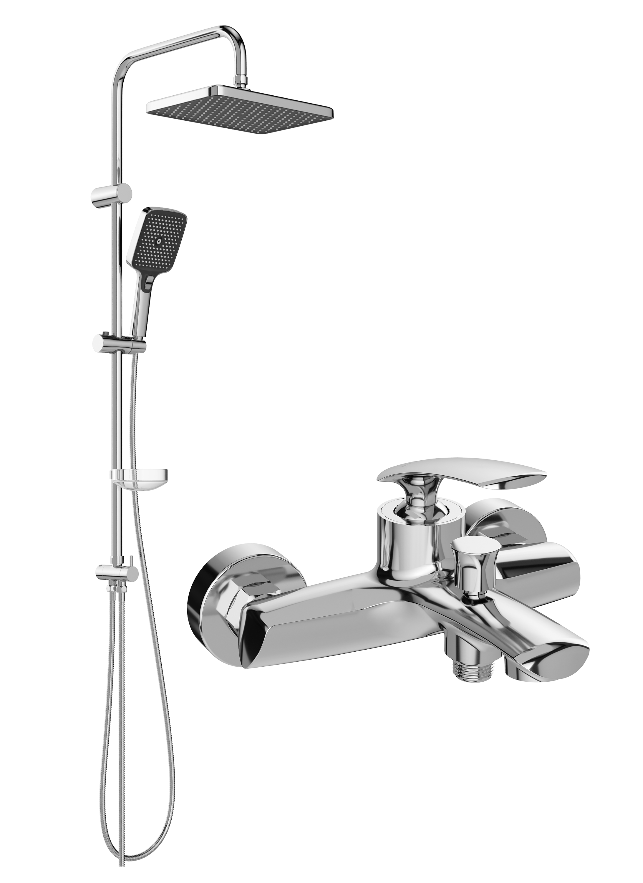 Душевой комплект Смеситель STWORKI Гётеборг S03100CR хром + Стойка Вестерос S26180CR