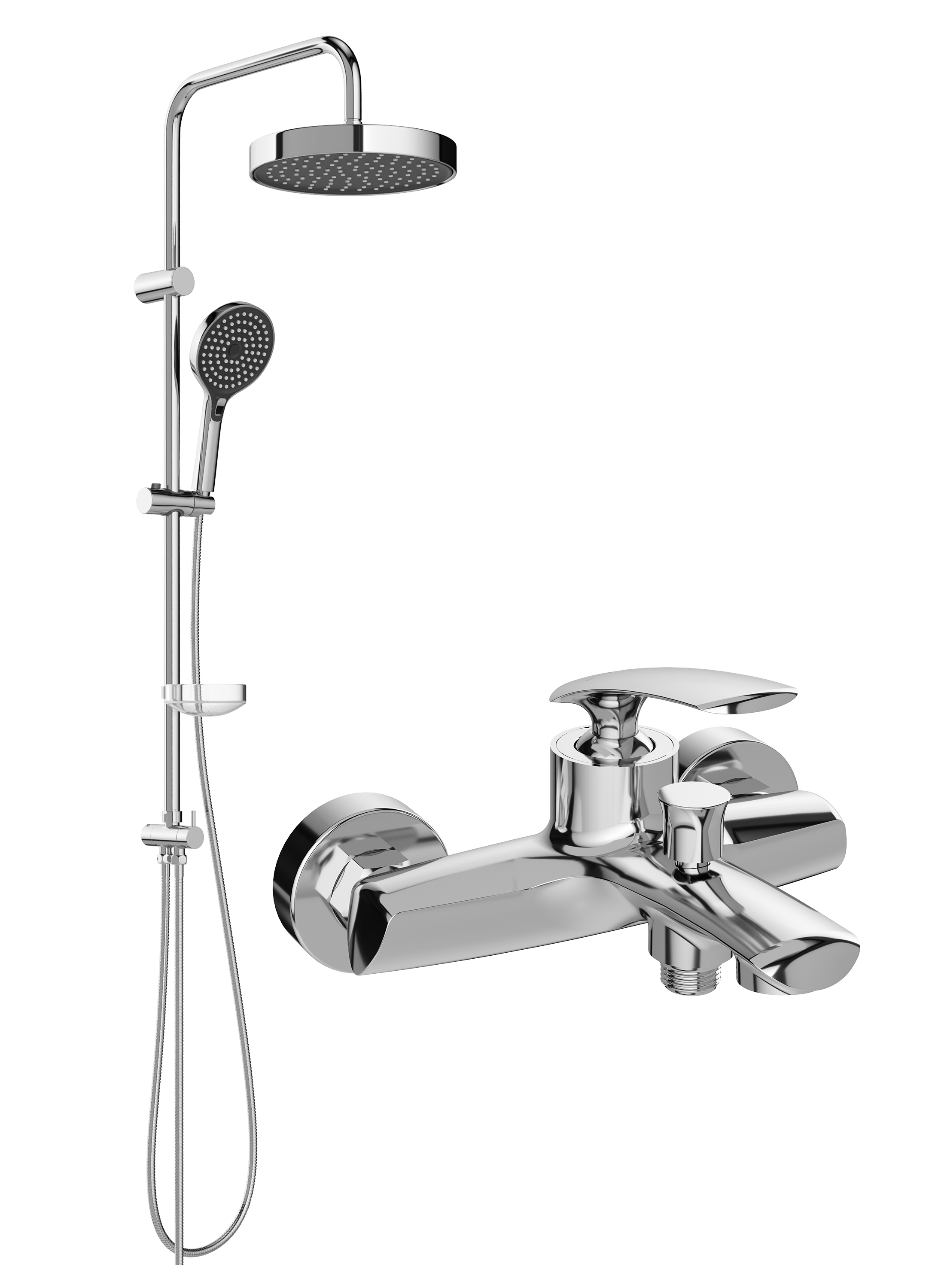 Душевой комплект Смеситель STWORKI Гётеборг S03100CR хром + Стойка Хельсингборг S18180CR