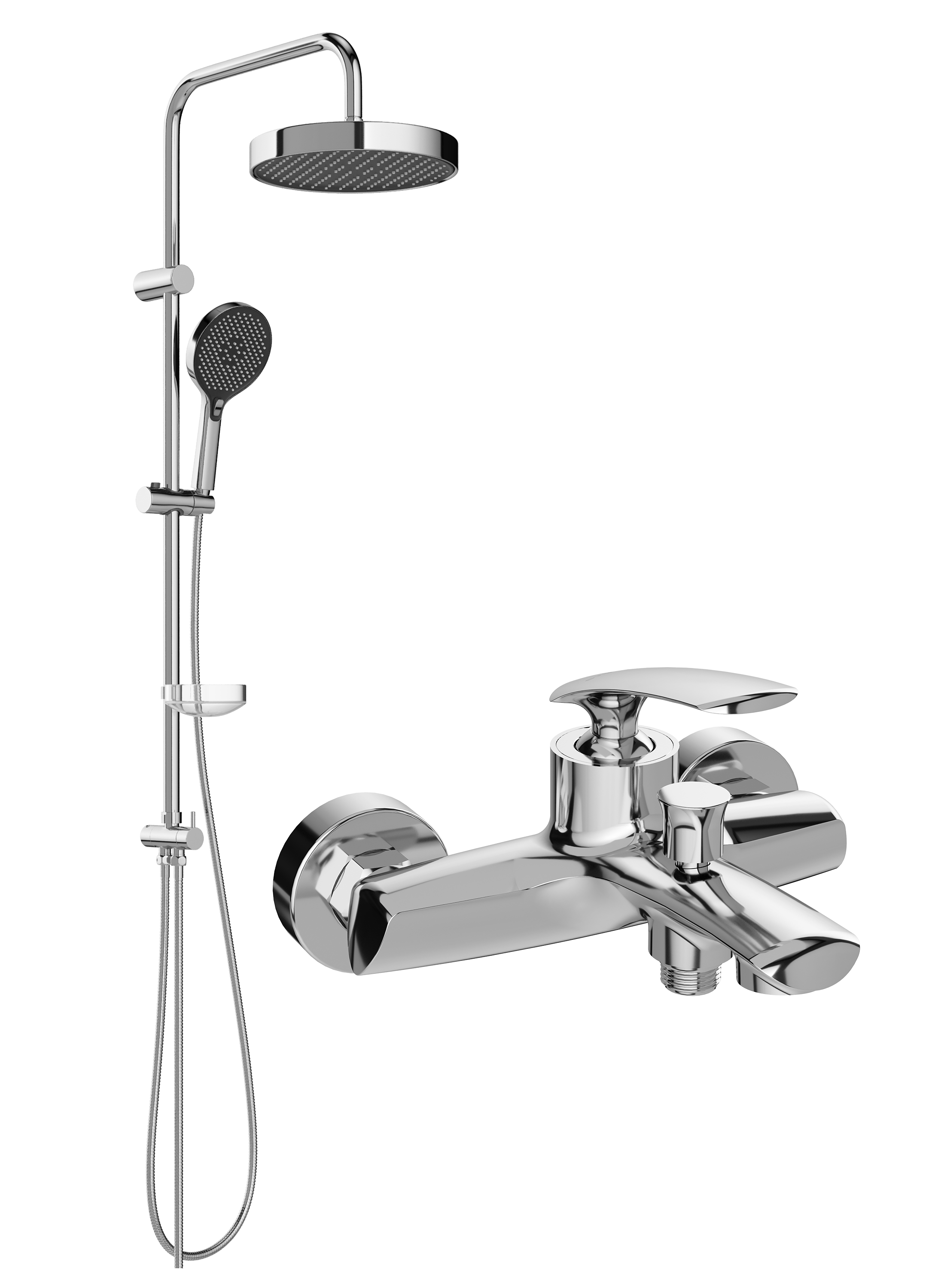 Душевой комплект Смеситель STWORKI Гётеборг S03100CR хром + Стойка Молде S23180CR