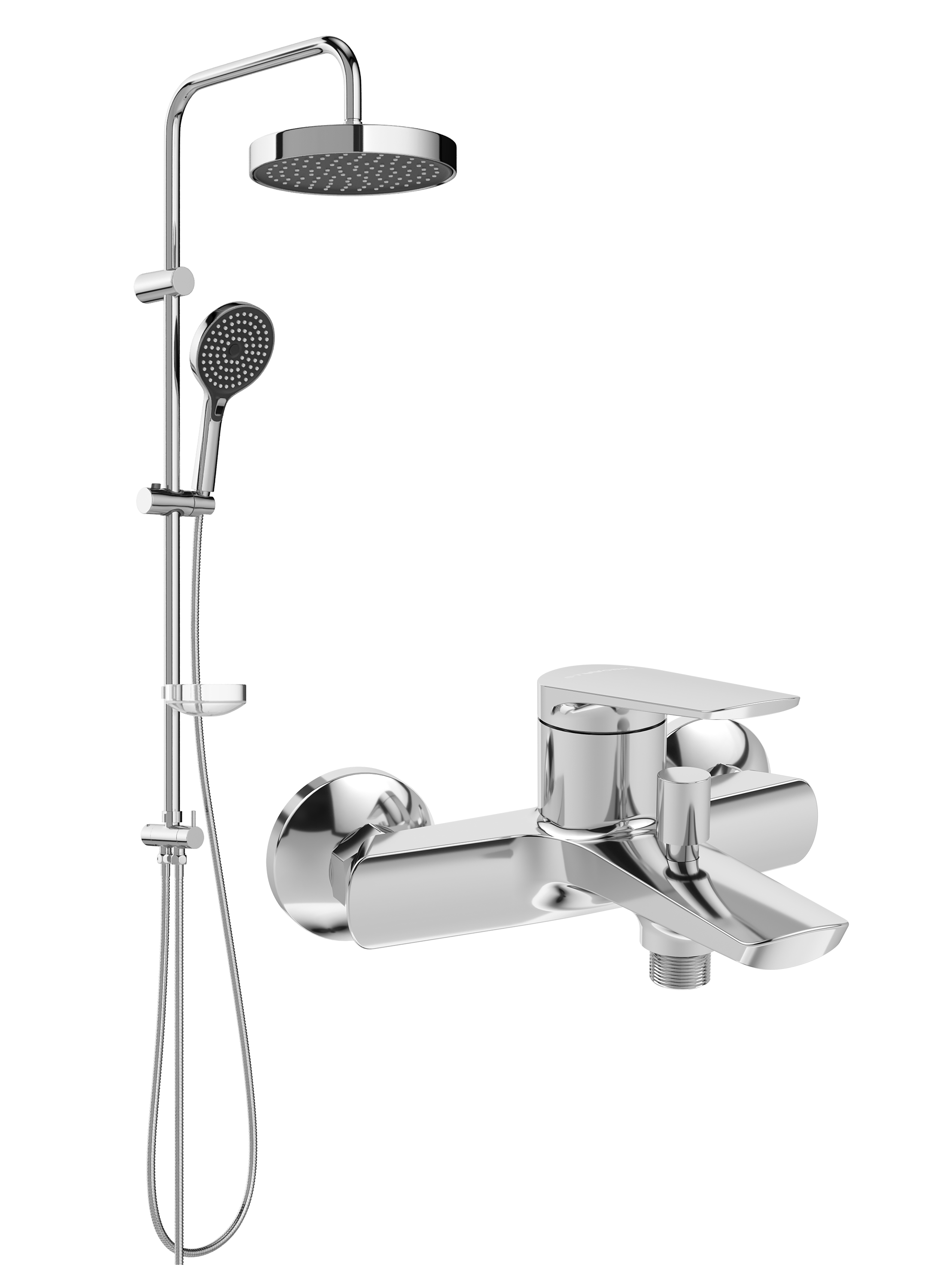 Душевой комплект Смеситель STWORKI Вирклунд S05100CR хром + Стойка Хельсингборг S18180CR