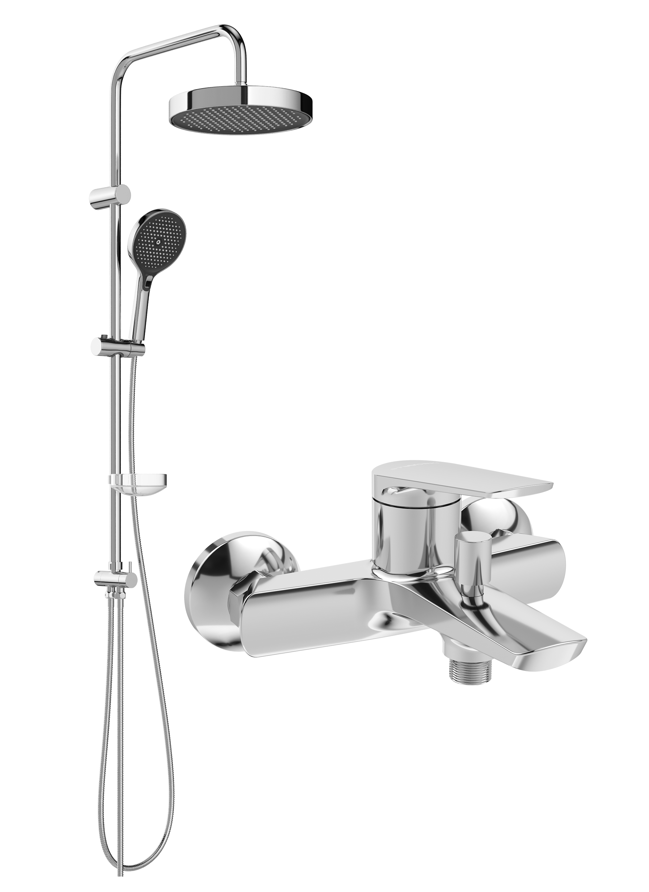 Душевой комплект Смеситель STWORKI Вирклунд S05100CR хром + Стойка Монтре S30180CR