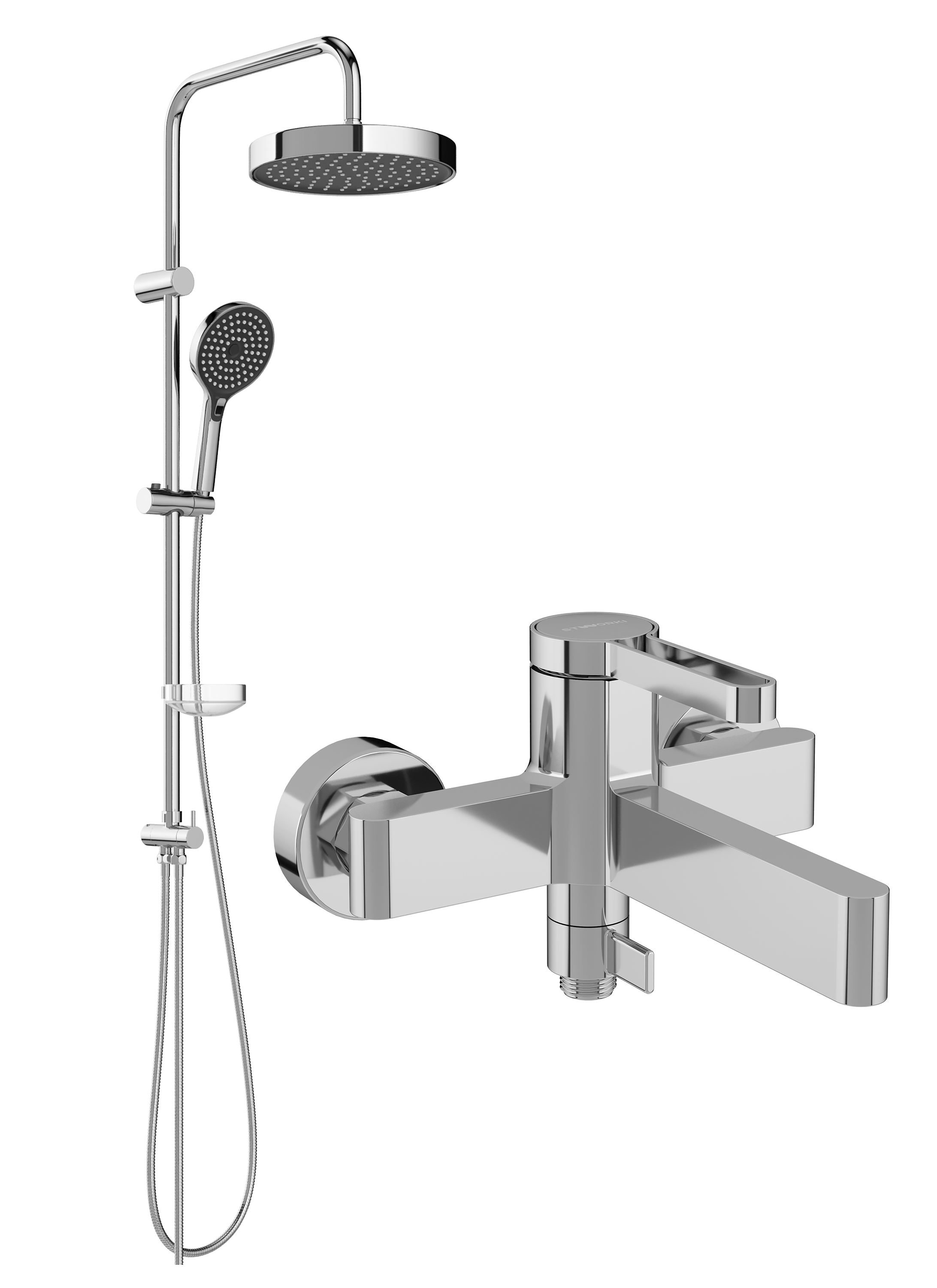 Душевой комплект Смеситель STWORKI Лександ S09100CR хром + Стойка Хельсингборг S18180CR
