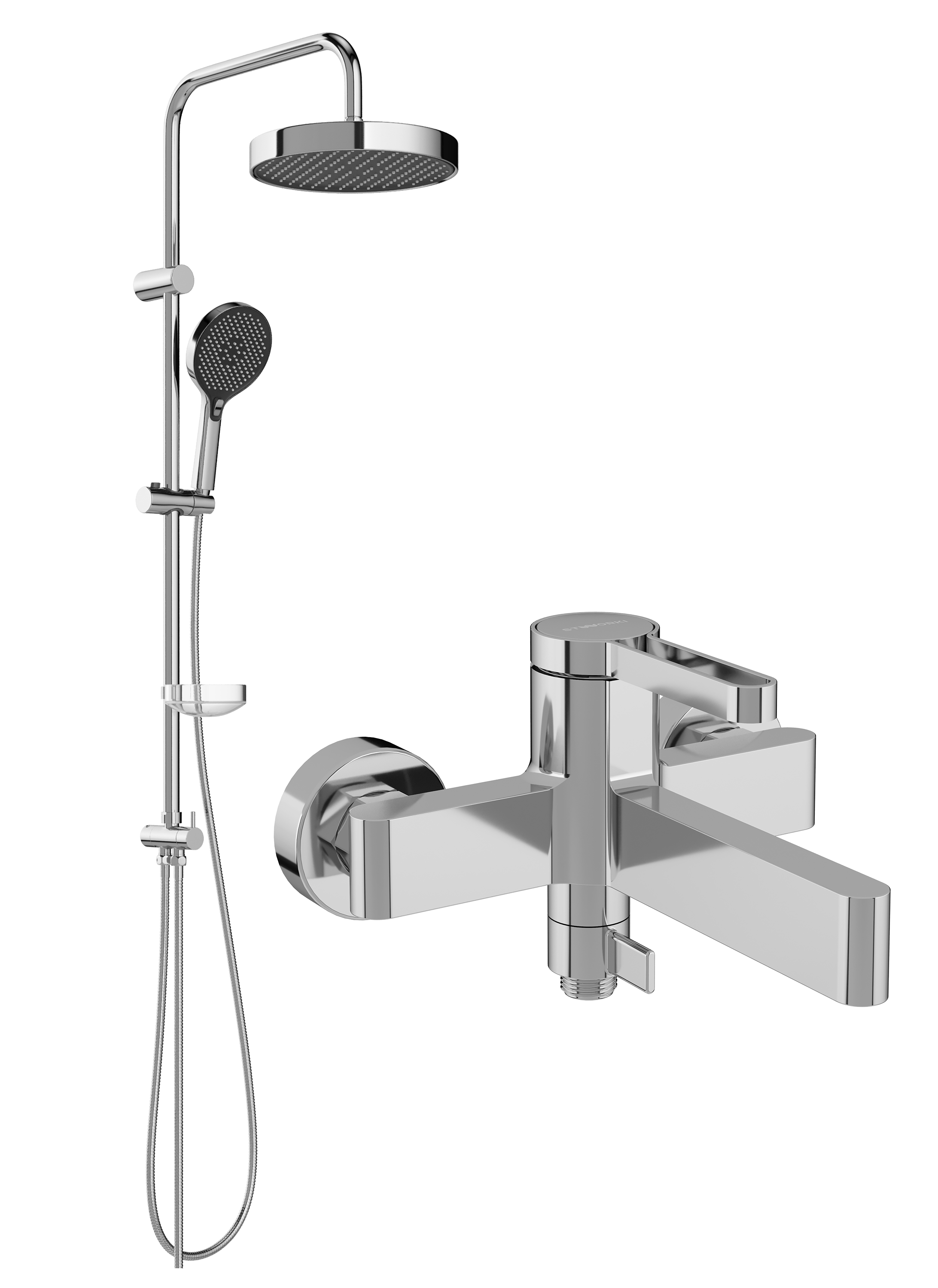 Душевой комплект Смеситель STWORKI Лександ S09100CR хром + Стойка Молде S23180CR
