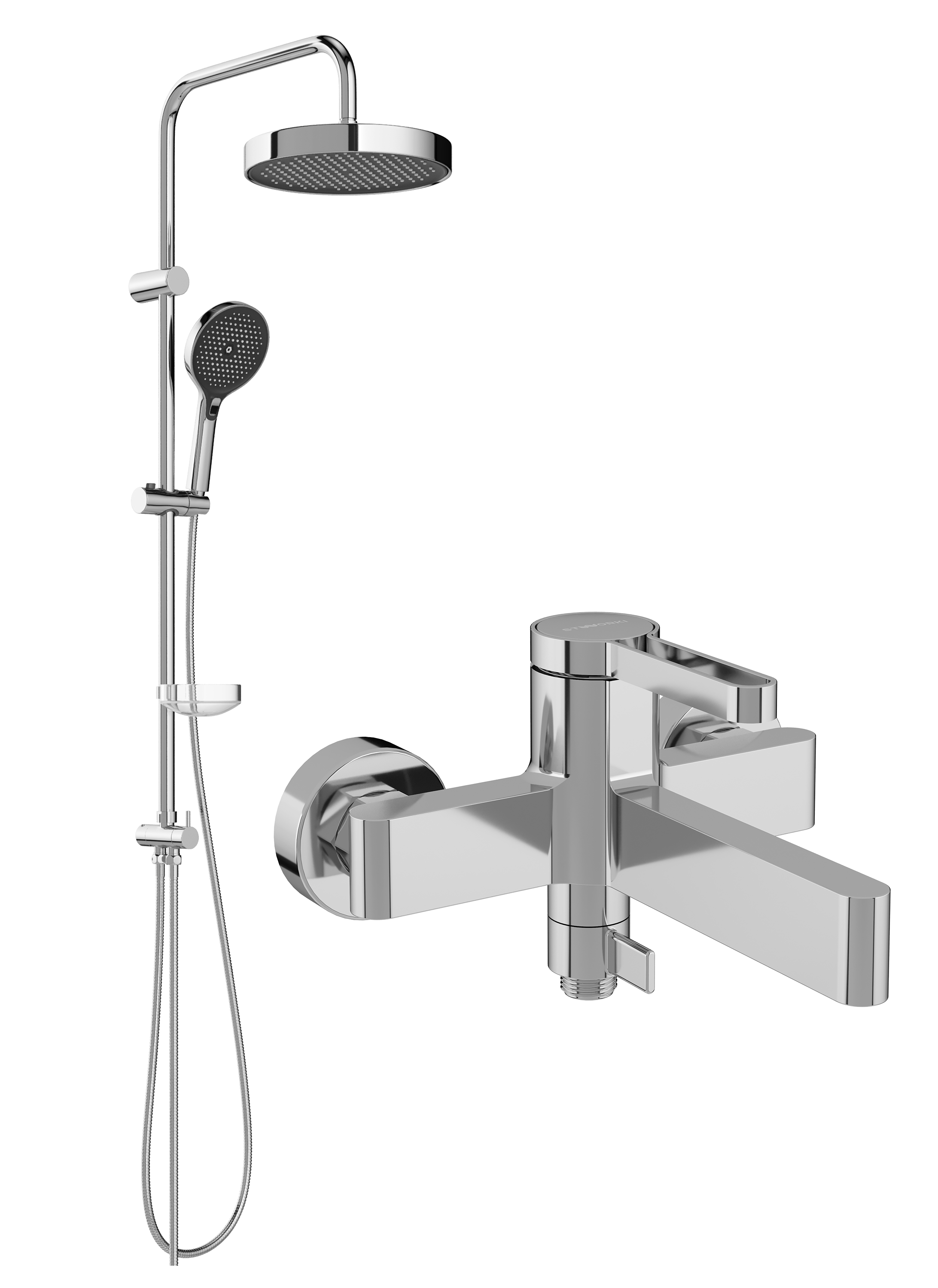 Душевой комплект Смеситель STWORKI Лександ S09100CR хром + Стойка Монтре S30180CR