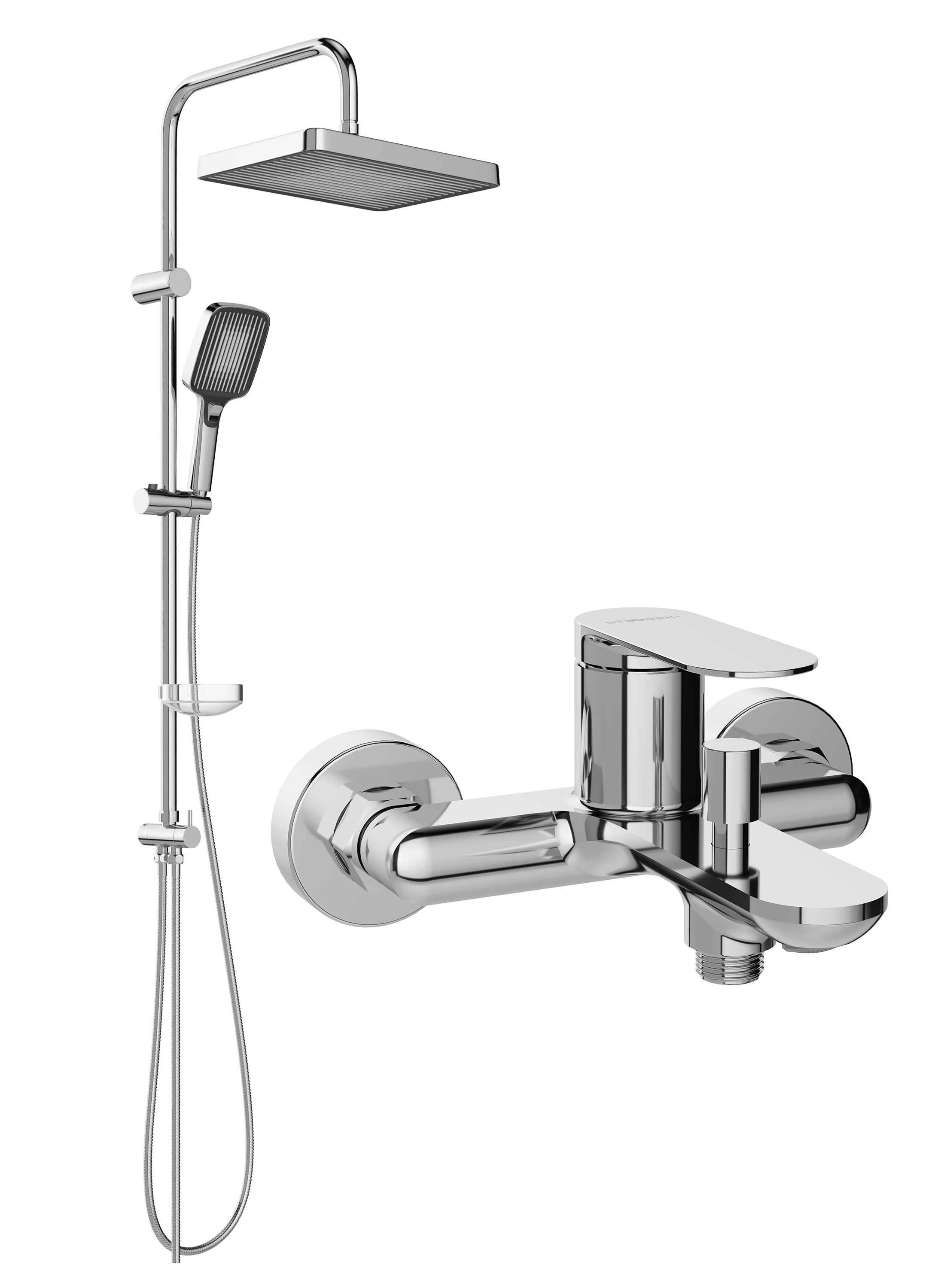 Душевой комплект Смеситель STWORKI Сортланд S10100CR хром + Стойка Берген S21180CR