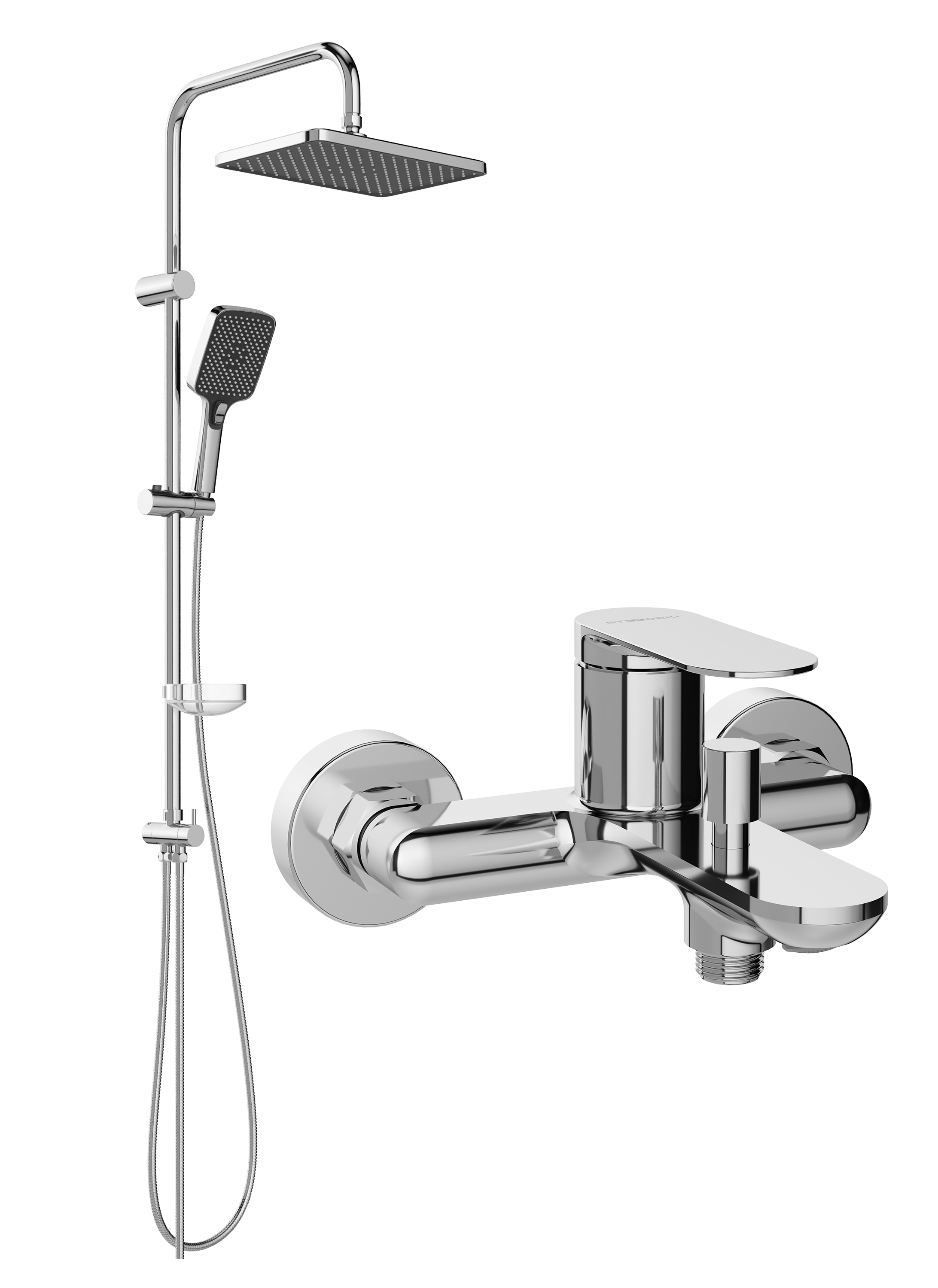 Душевой комплект Смеситель STWORKI Сортланд S10100CR хром + Стойка Колдинг S32180CR