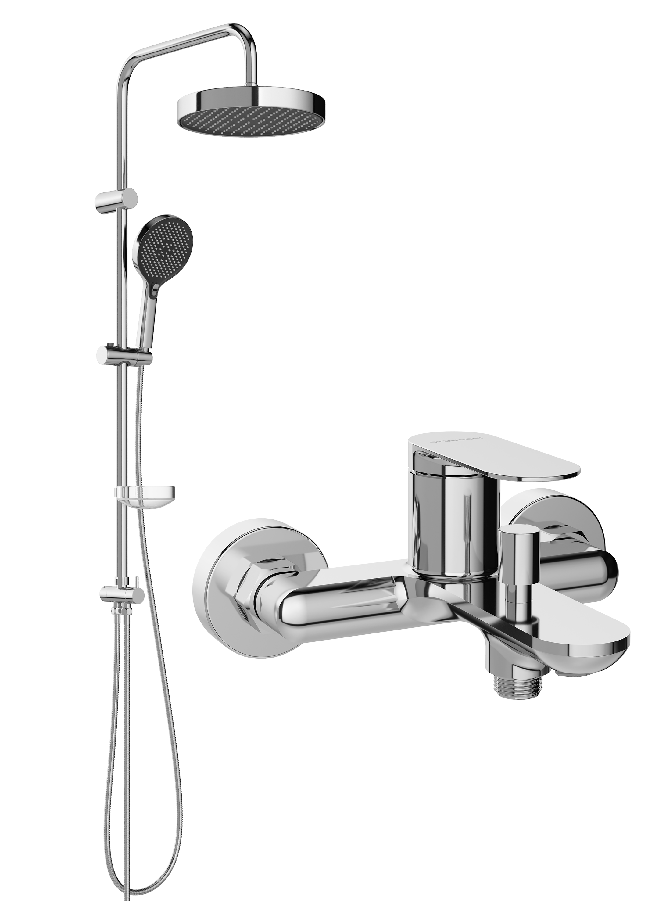 Душевой комплект Смеситель STWORKI Сортланд S10100CR хром + Стойка Молде S23180CR