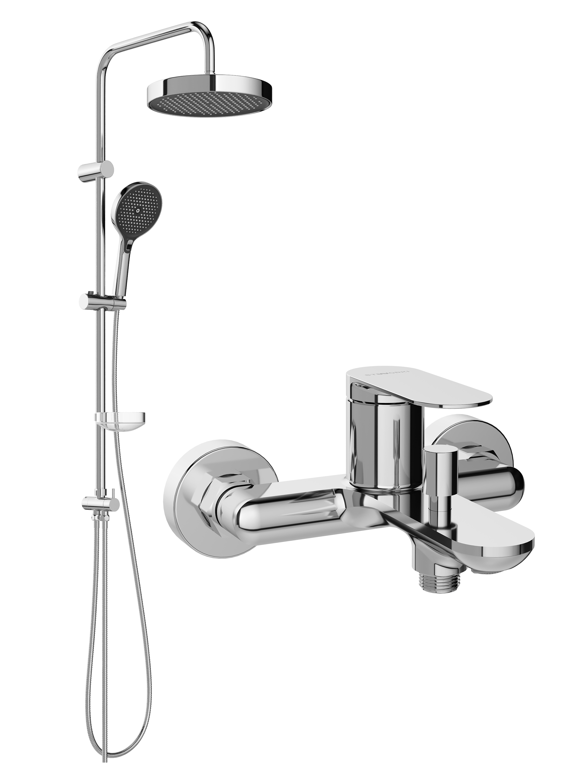 Душевой комплект Смеситель STWORKI Сортланд S10100CR хром + Стойка Монтре S30180CR