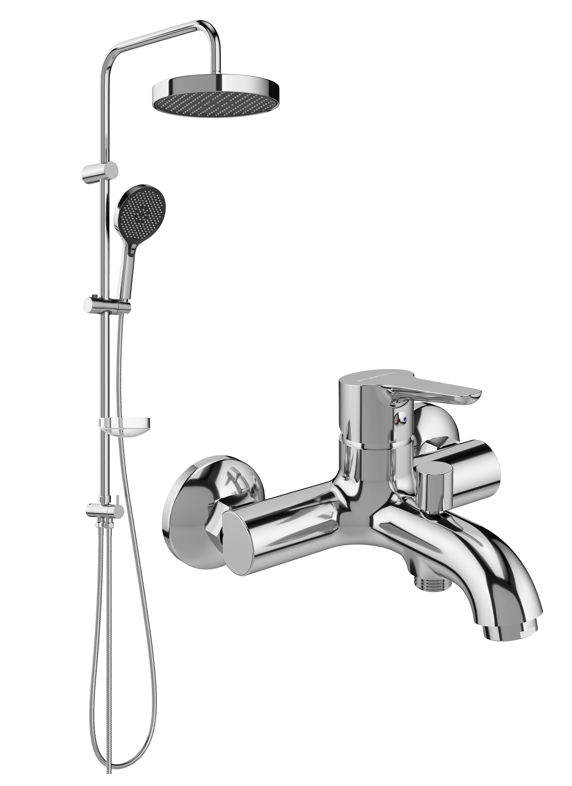 Душевой комплект Смеситель STWORKI Хальмстад S15100CR хром + Стойка Молде S23180CR