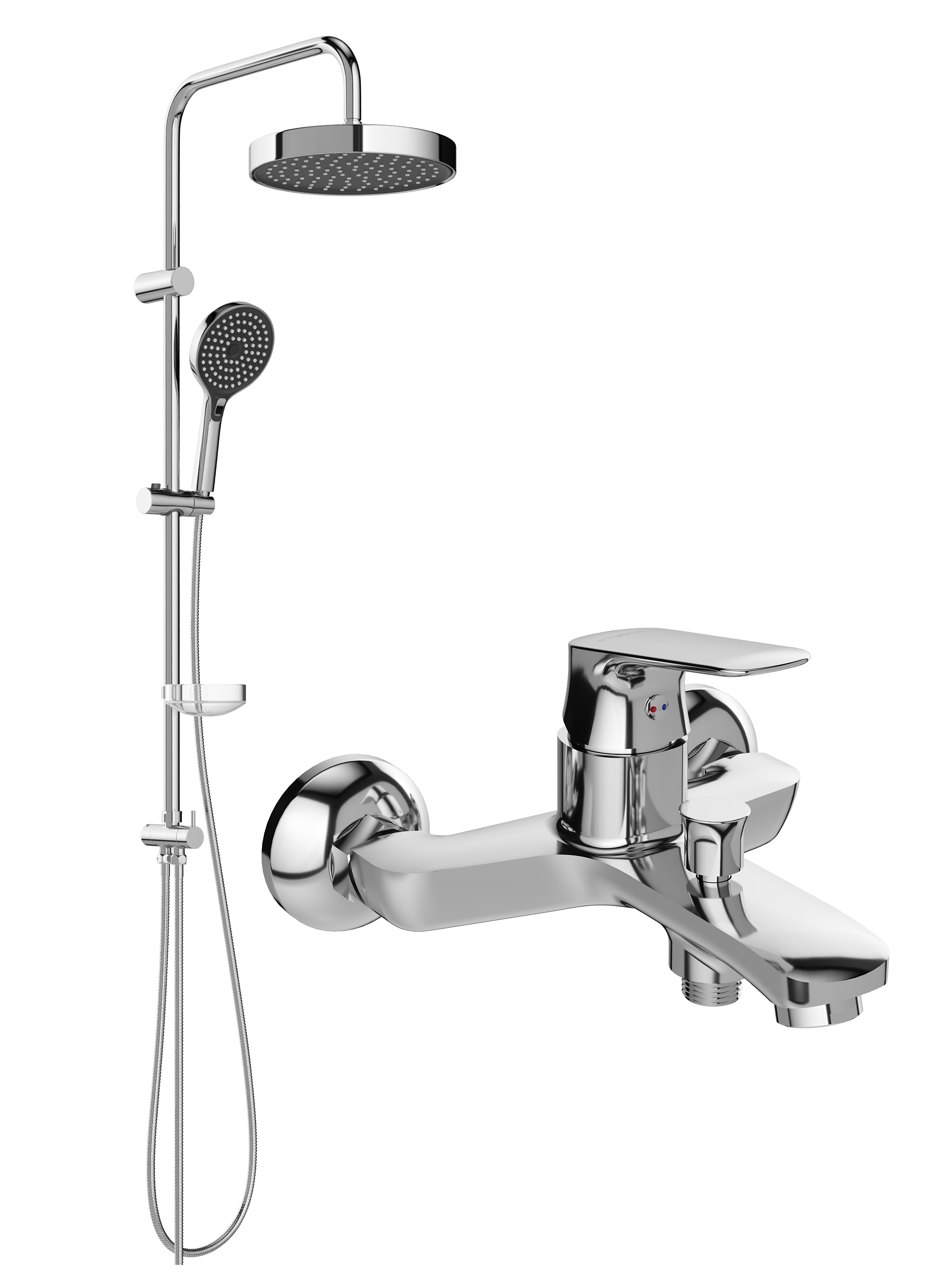 Душевой комплект Смеситель STWORKI Ши S16100CR хром + Стойка Хельсингборг S18180CR