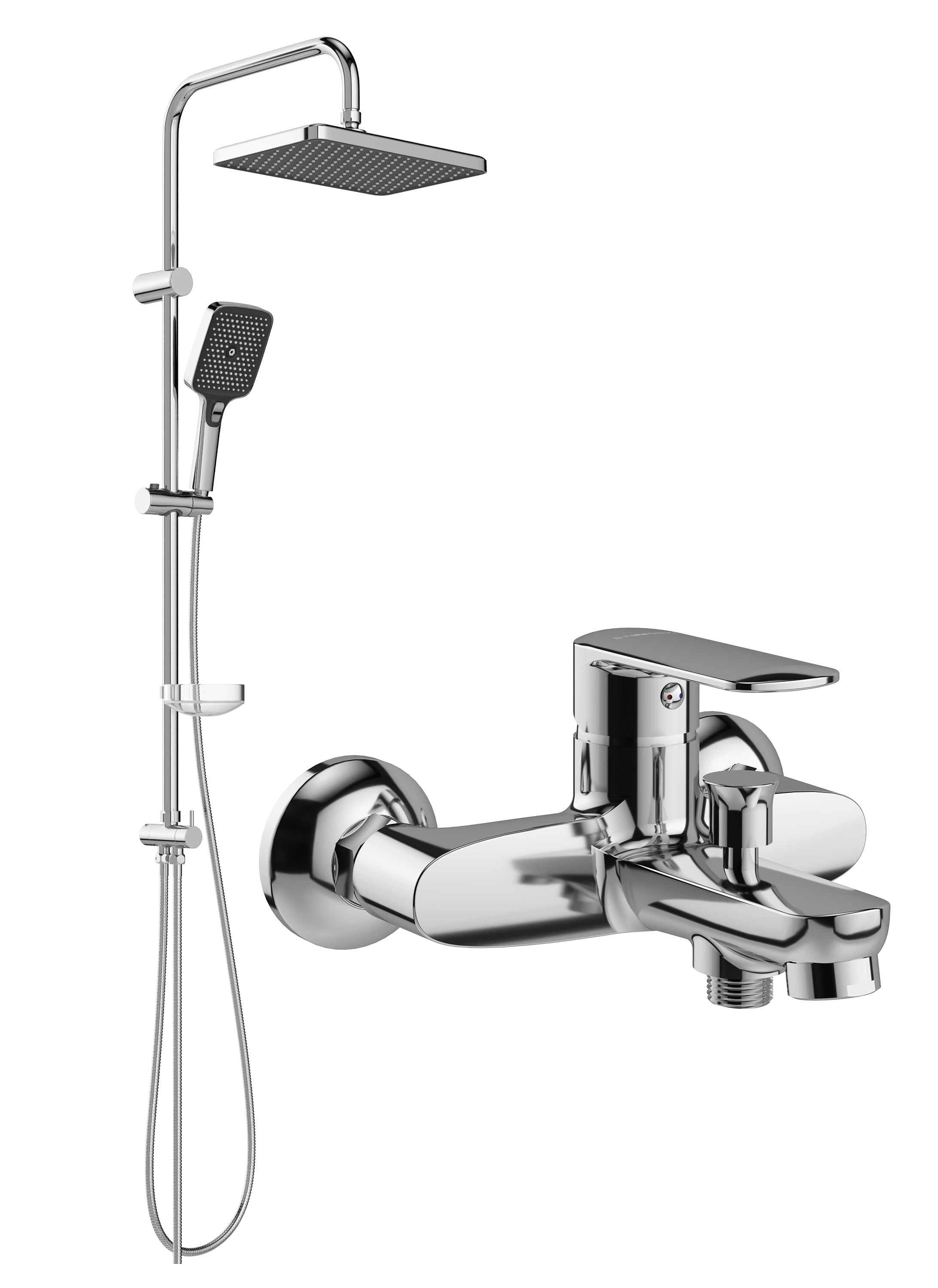 Душевой комплект Смеситель STWORKI Хадстен S17100CR хром + Стойка Вестерос S26180CR