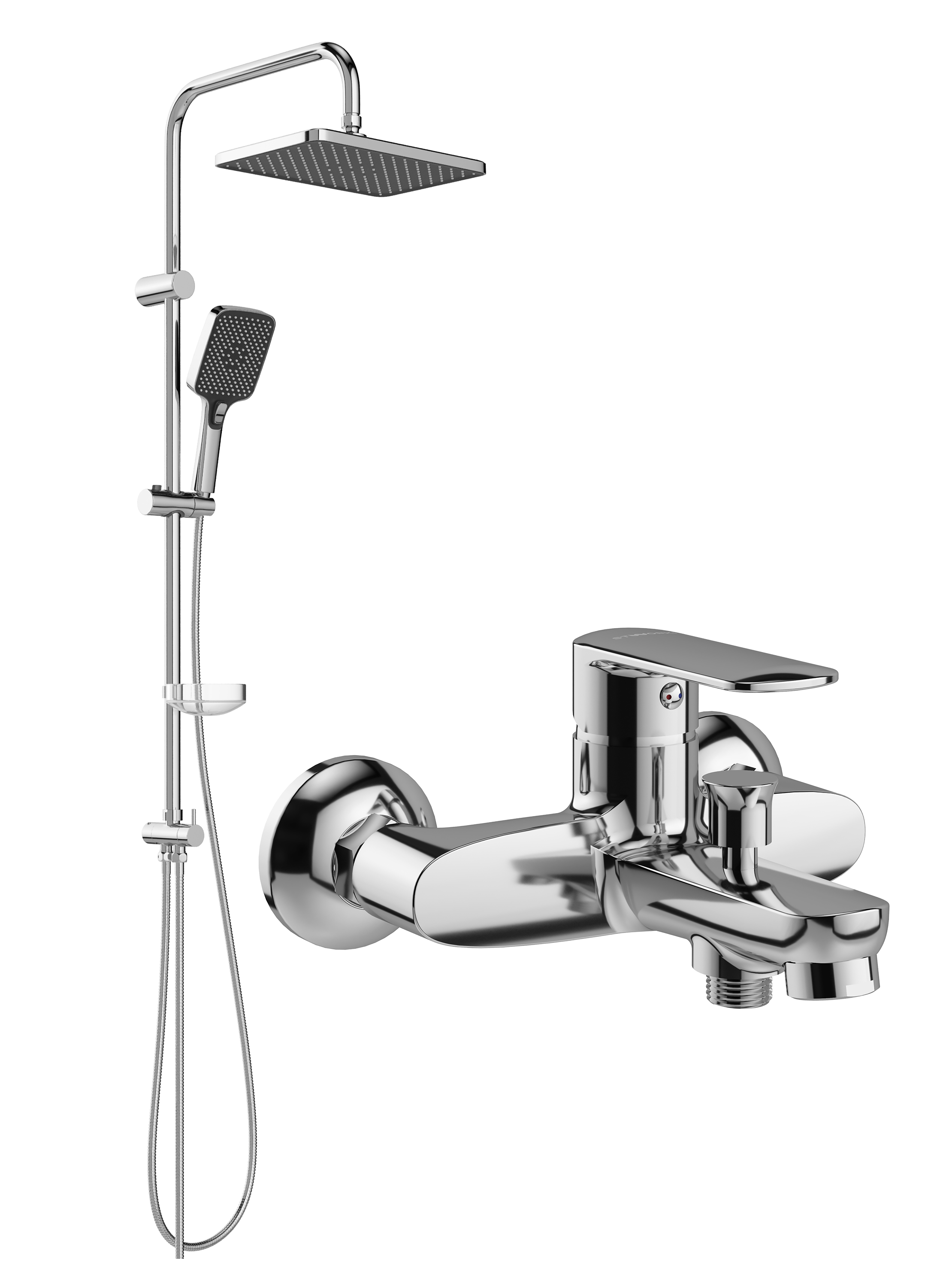 Душевой комплект Смеситель STWORKI Хадстен S17100CR хром + Стойка Колдинг S32180CR