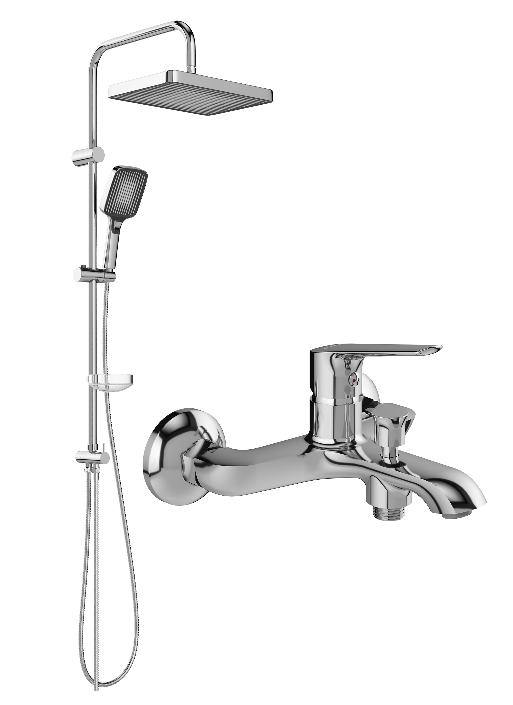 Душевой комплект Смеситель STWORKI Хельсингборг S18100CR хром + Стойка Берген S21180CR