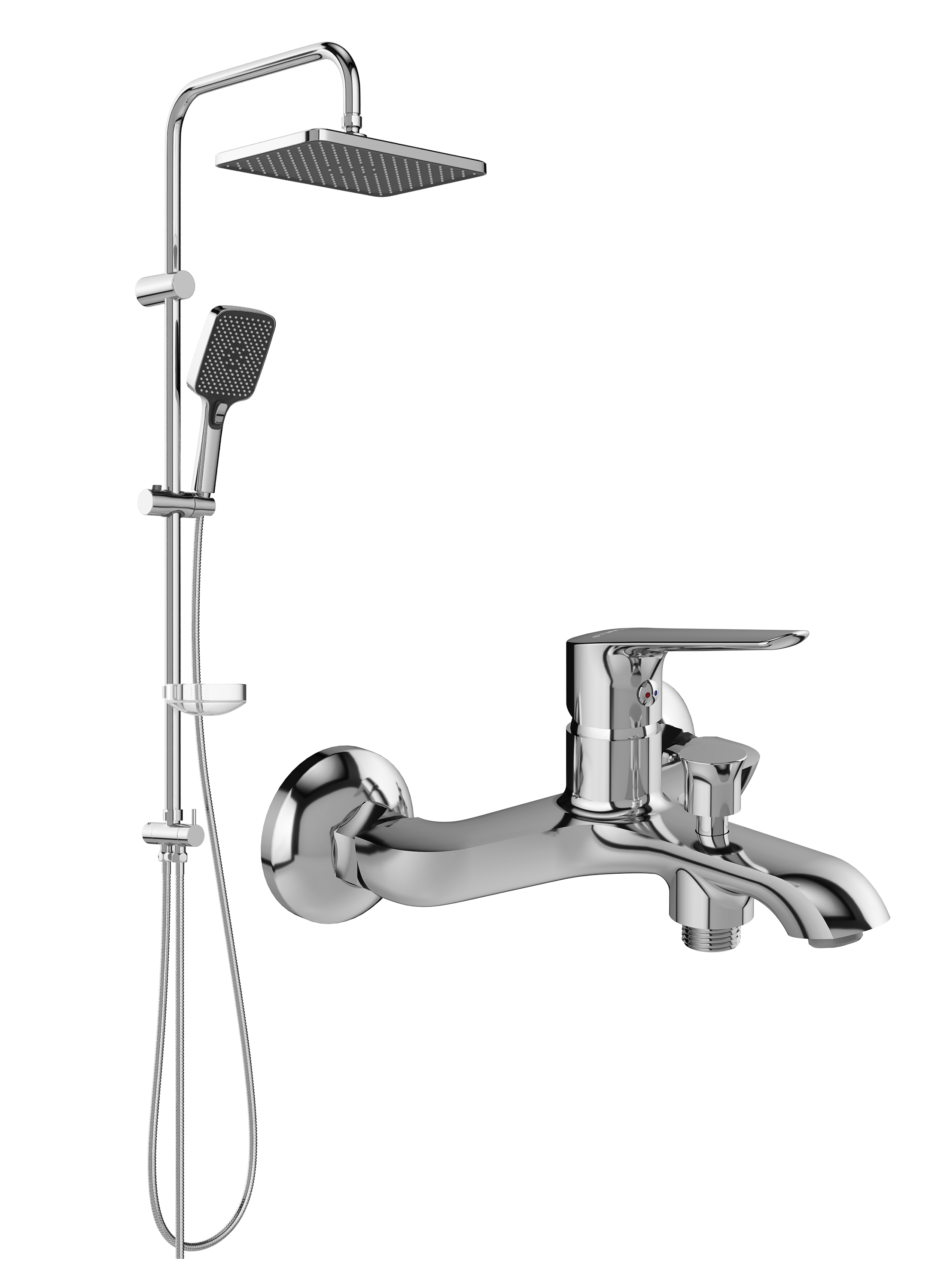 Душевой комплект Смеситель STWORKI Хельсингборг S18100CR хром + Стойка Колдинг S32180CR