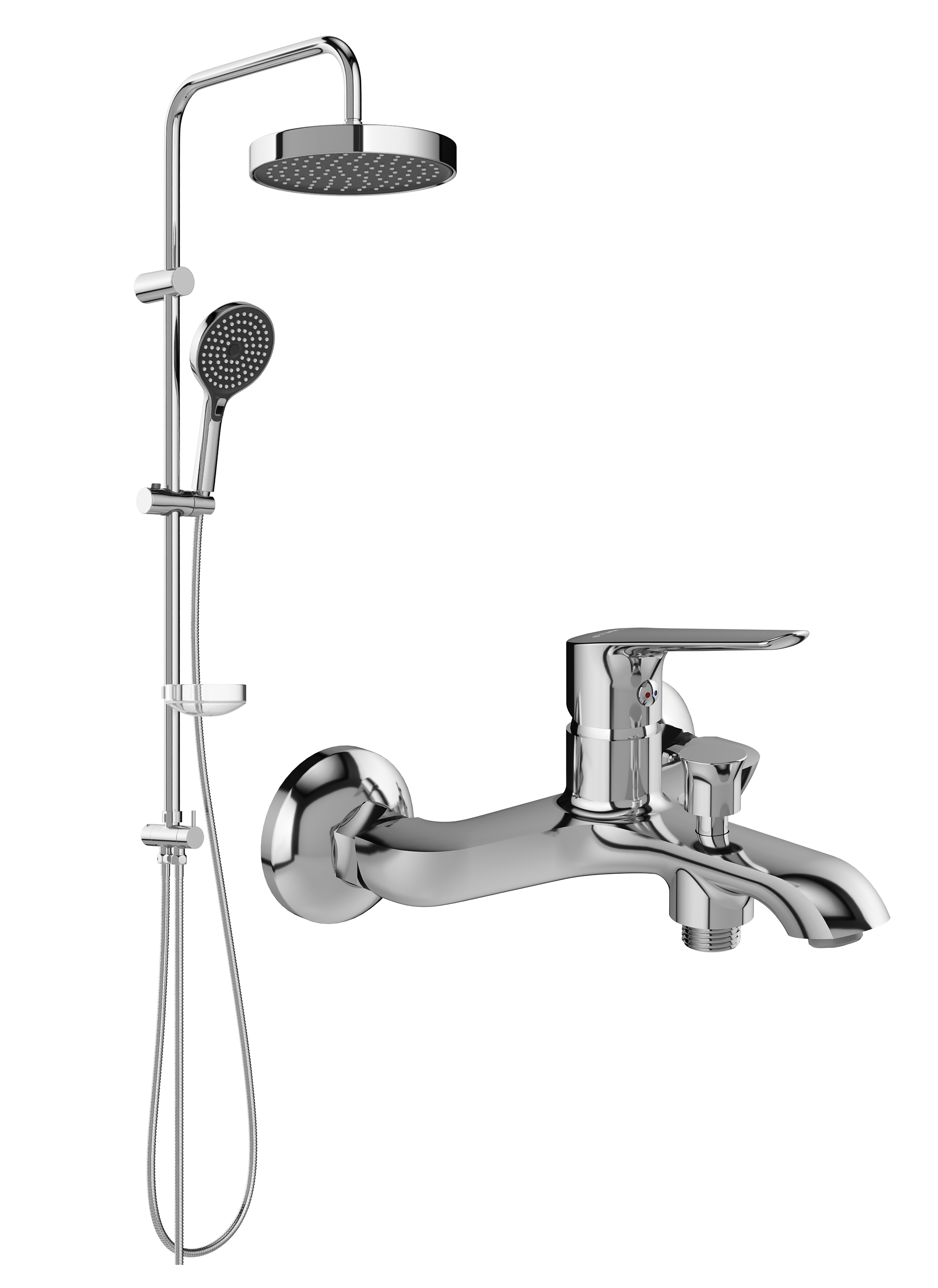 Душевой комплект Смеситель STWORKI Хельсингборг S18100CR хром + Стойка S18180CR
