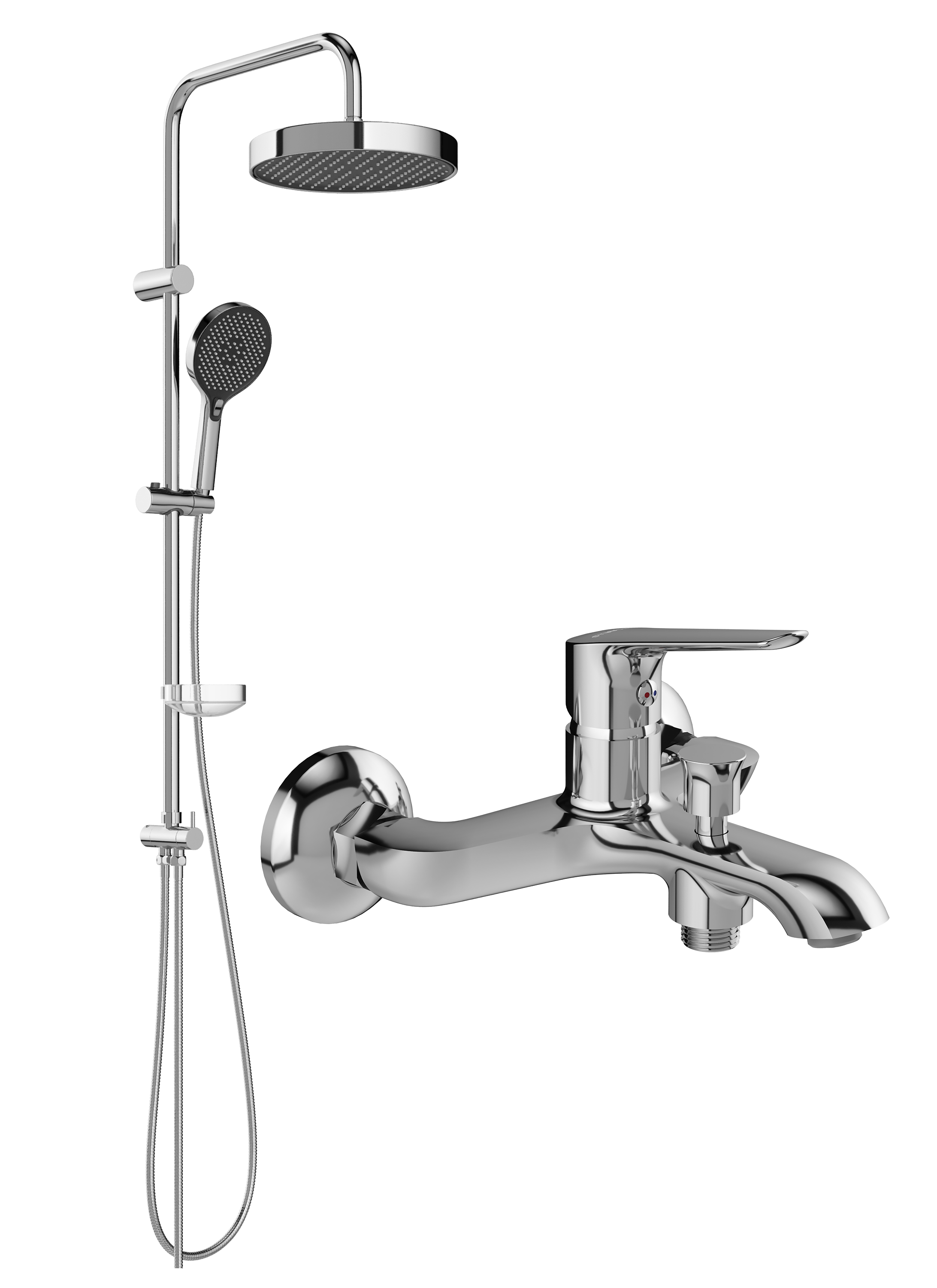 Душевой комплект Смеситель STWORKI Хельсингборг S18100CR хром + Стойка Молде S23180CR