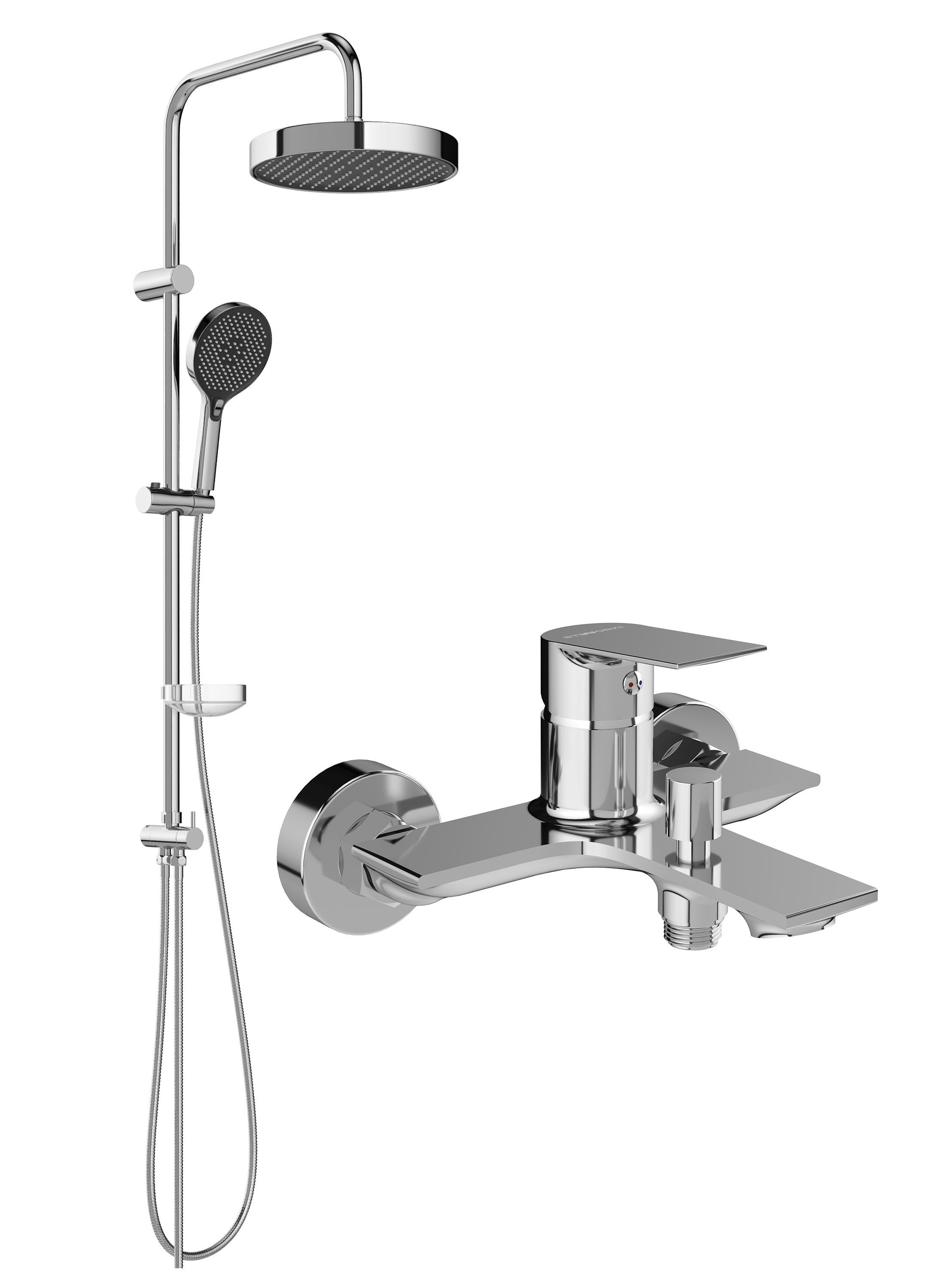 Душевой комплект Смеситель STWORKI Рандерс S19100CR хром + Стойка Молде S23180CR
