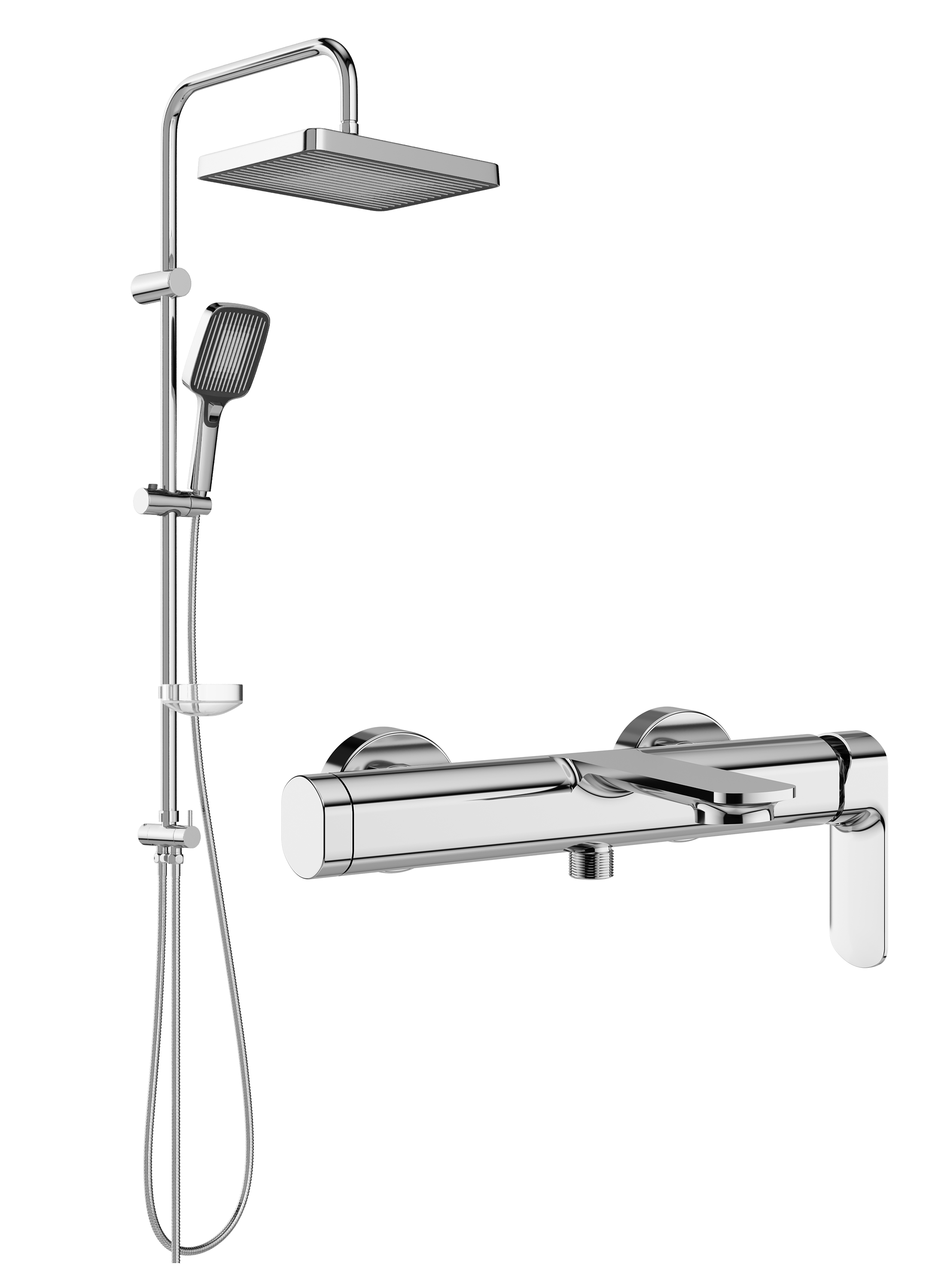 Душевой комплект Смеситель STWORKI Вестерос S26100CR хром + Стойка Берген S21180CR