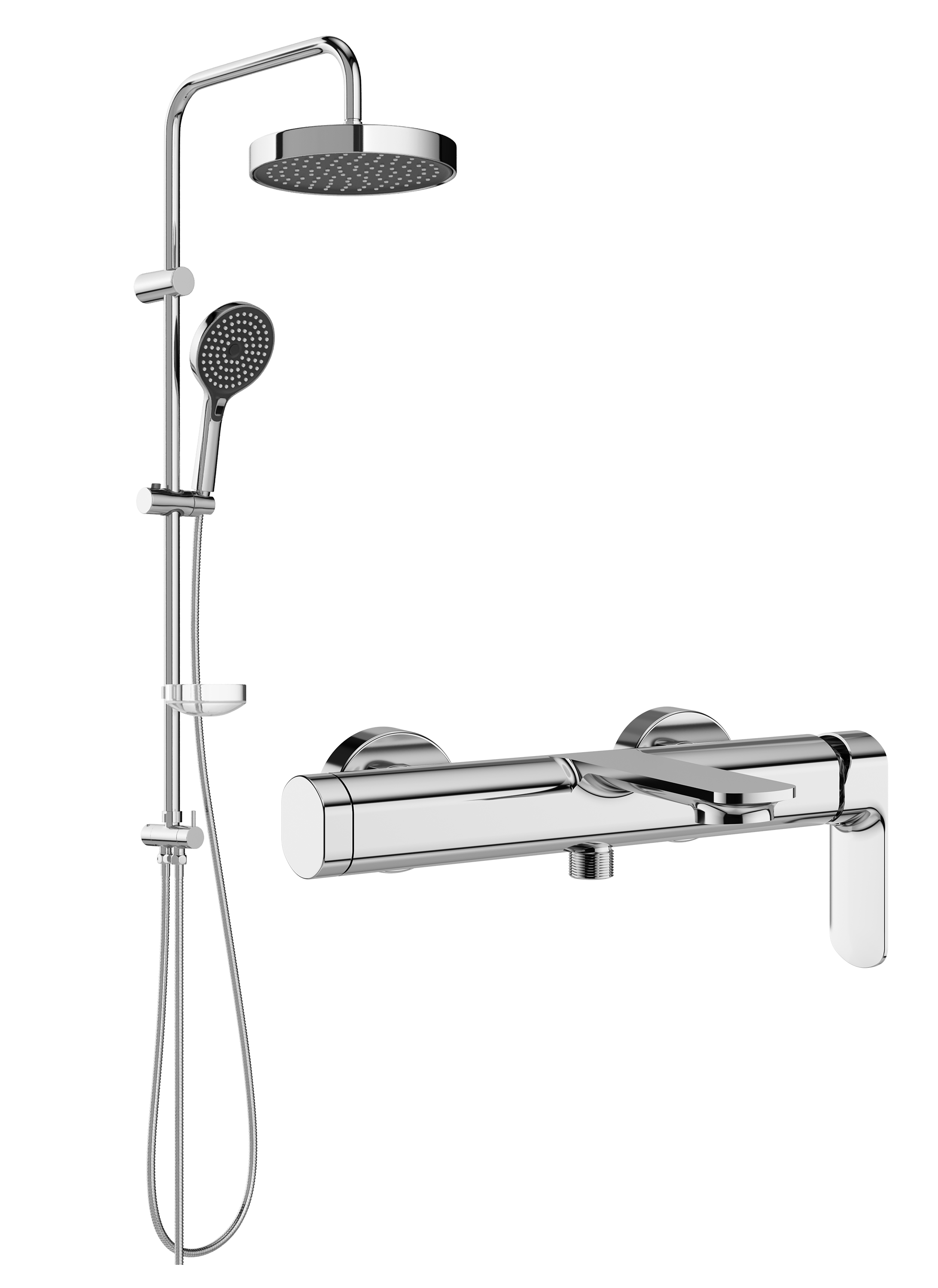 Душевой комплект Смеситель STWORKI Вестерос S26100CR хром + Стойка Хельсингборг S18180CR