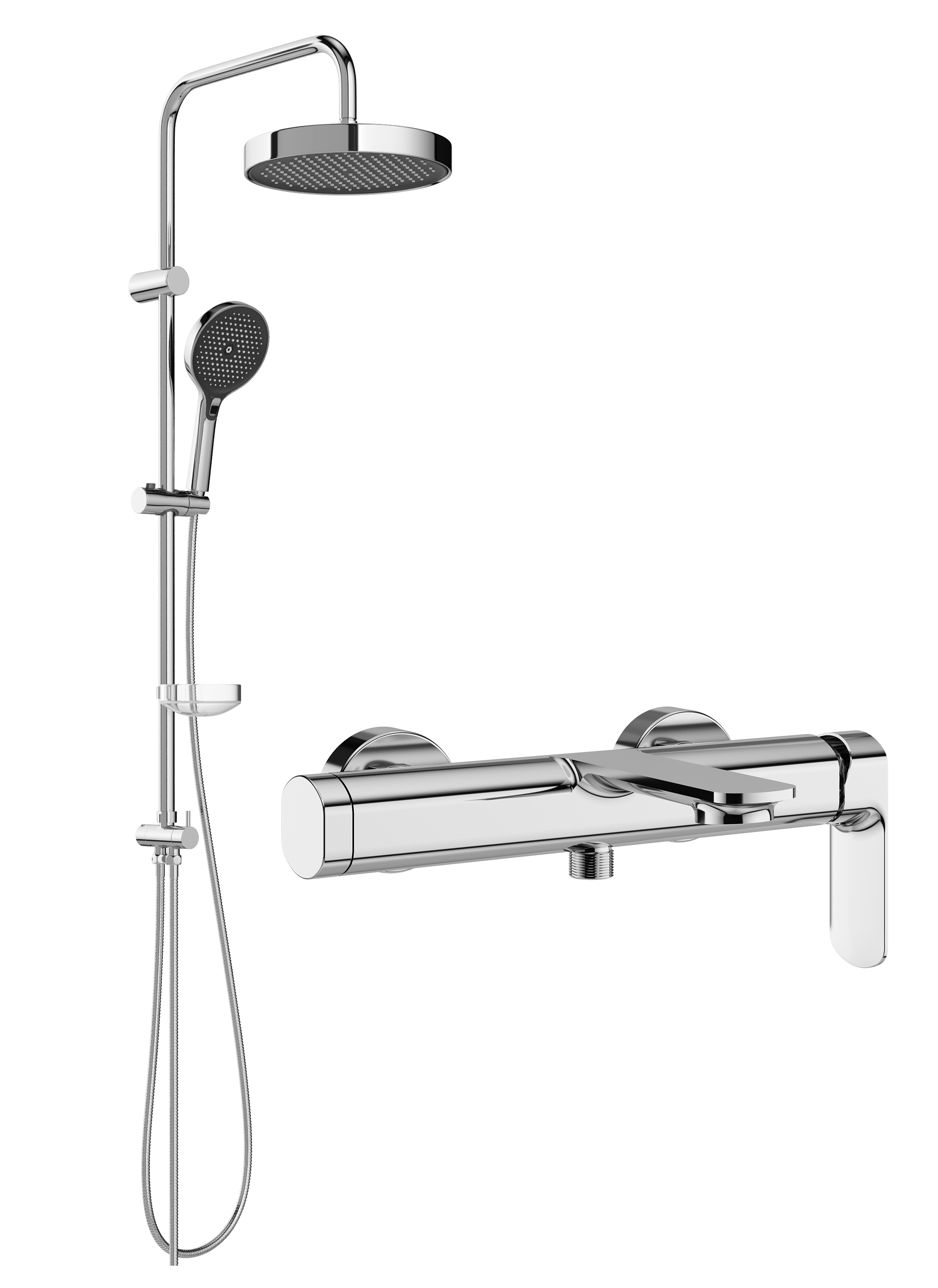 Душевой комплект Смеситель STWORKI Вестерос S26100CR хром + Стойка Монтре S30180CR