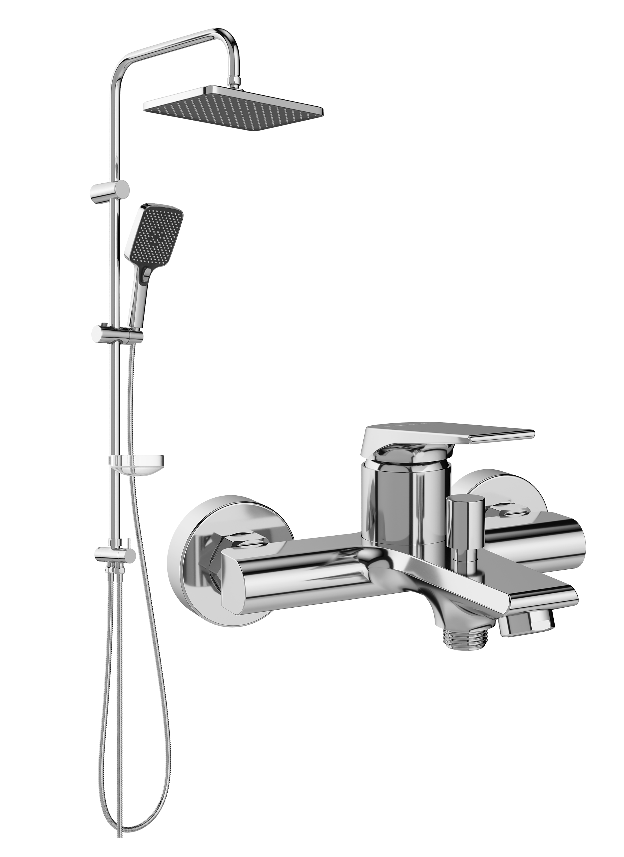 Душевой комплект Смеситель STWORKI Монтре S30100CR хром + Стойка Колдинг S32180CR