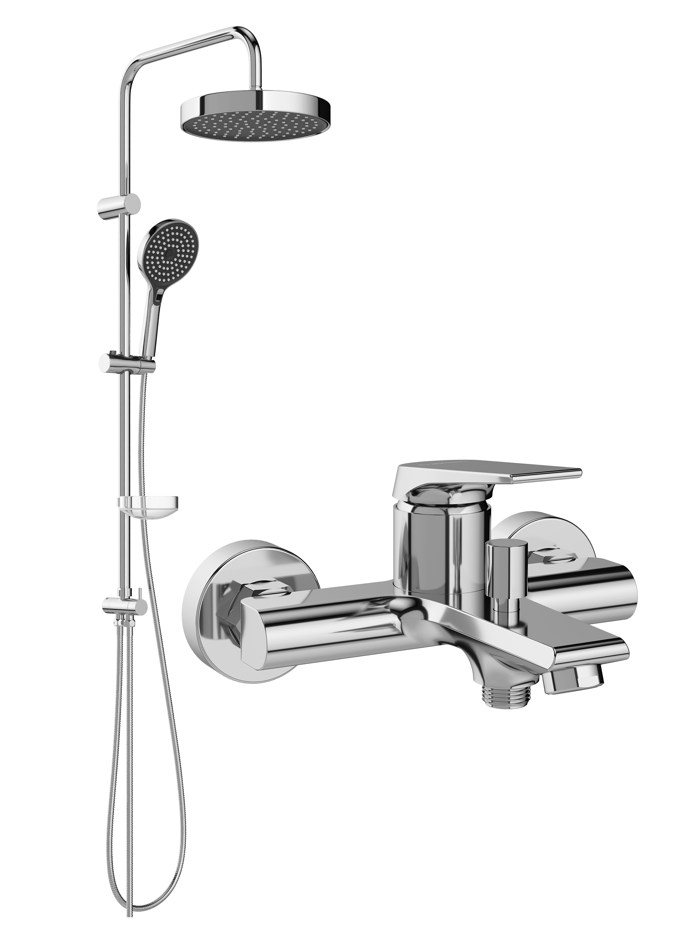 Душевой комплект Смеситель STWORKI Монтре S30100CR хром + Стойка Хельсингборг S18180CR