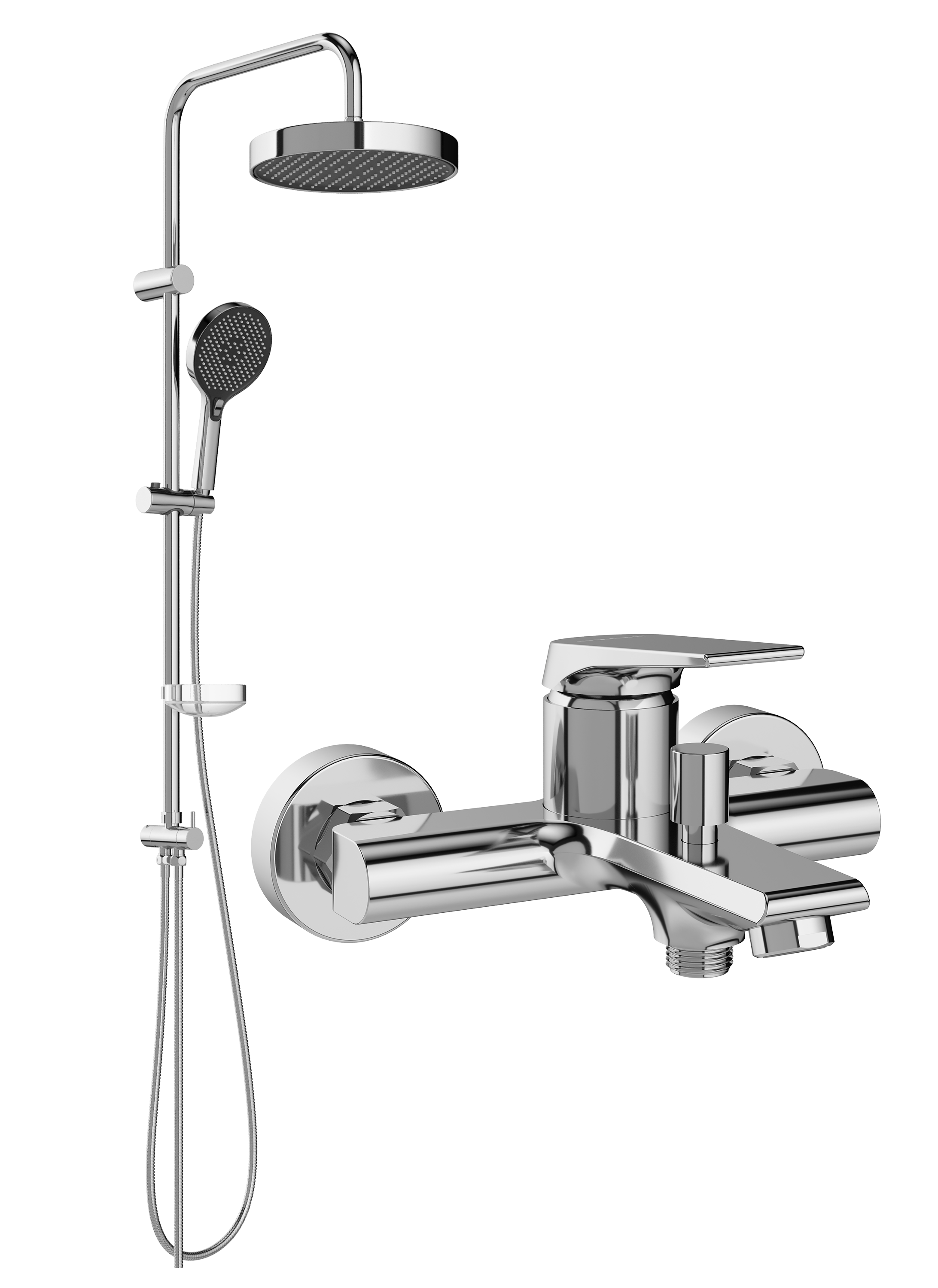Душевой комплект Смеситель STWORKI Монтре S30100CR хром + Стойка Молде S23180CR