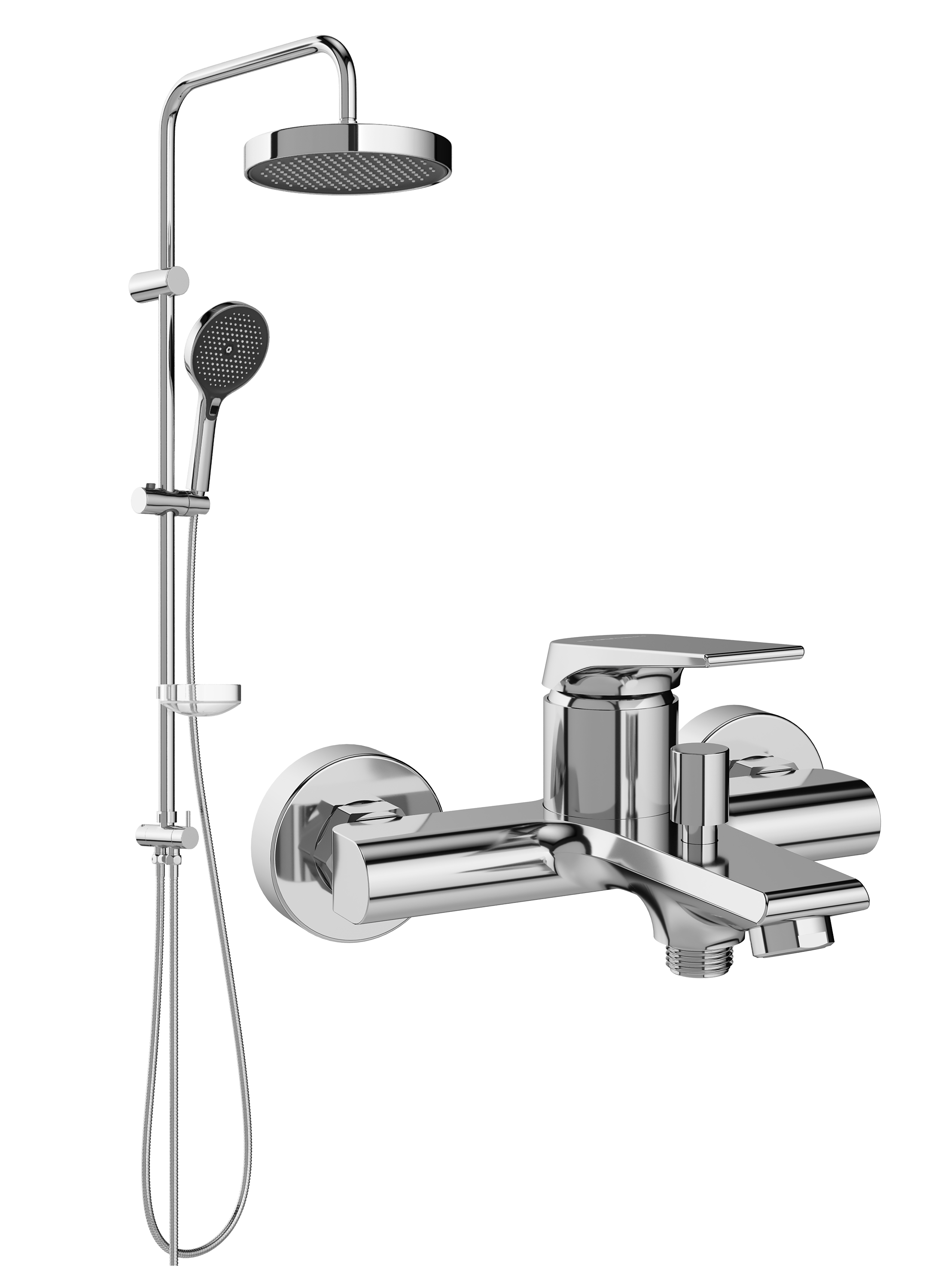 Душевой комплект Смеситель STWORKI Монтре S30100CR хром + Стойка S30180CR