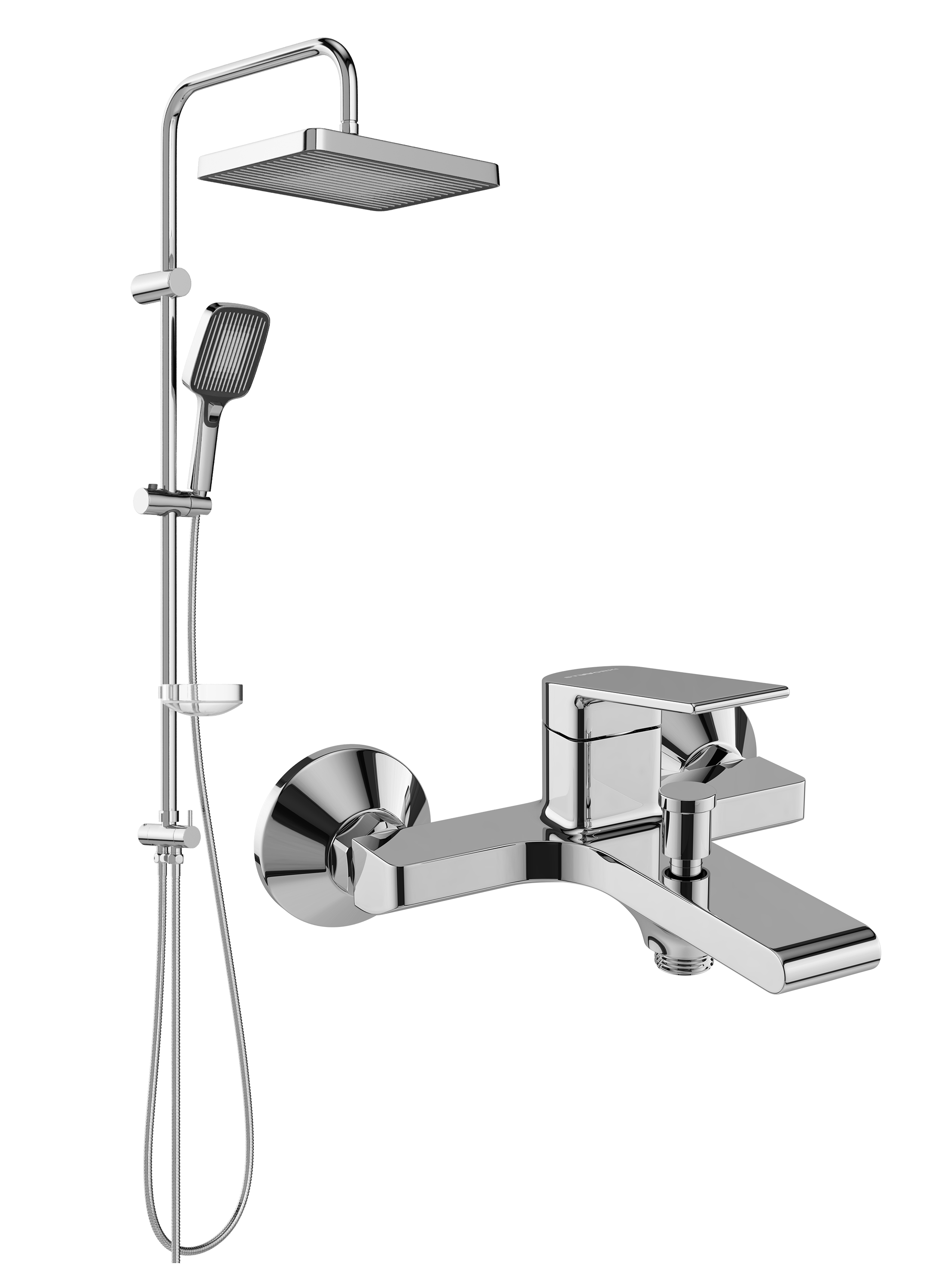 Душевой комплект Смеситель STWORKI Ольборг S20100CR хром + Стойка Берген S21180CR