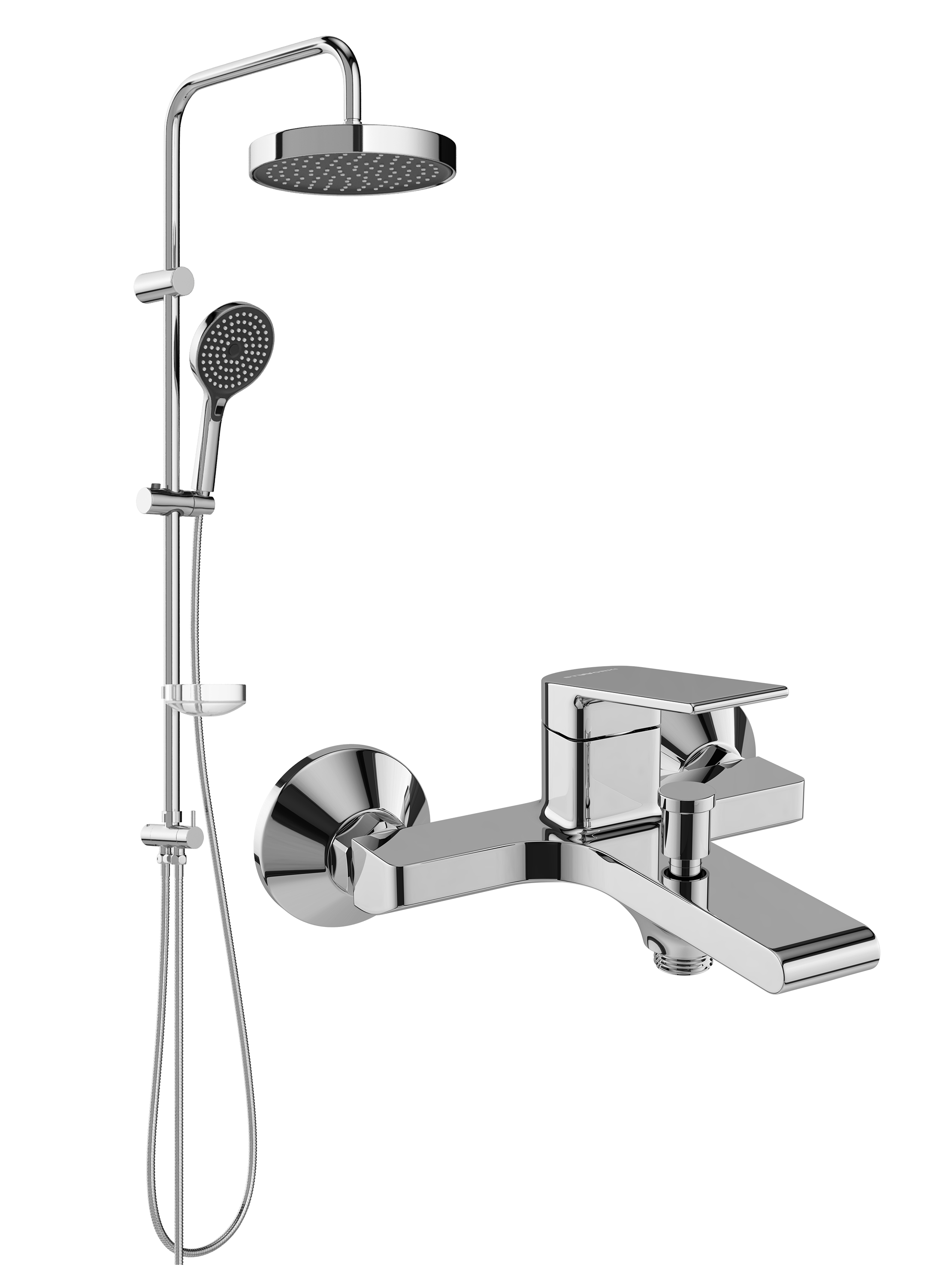 Душевой комплект Смеситель STWORKI Ольборг S20100CR хром + Стойка Хельсингборг S18180CR