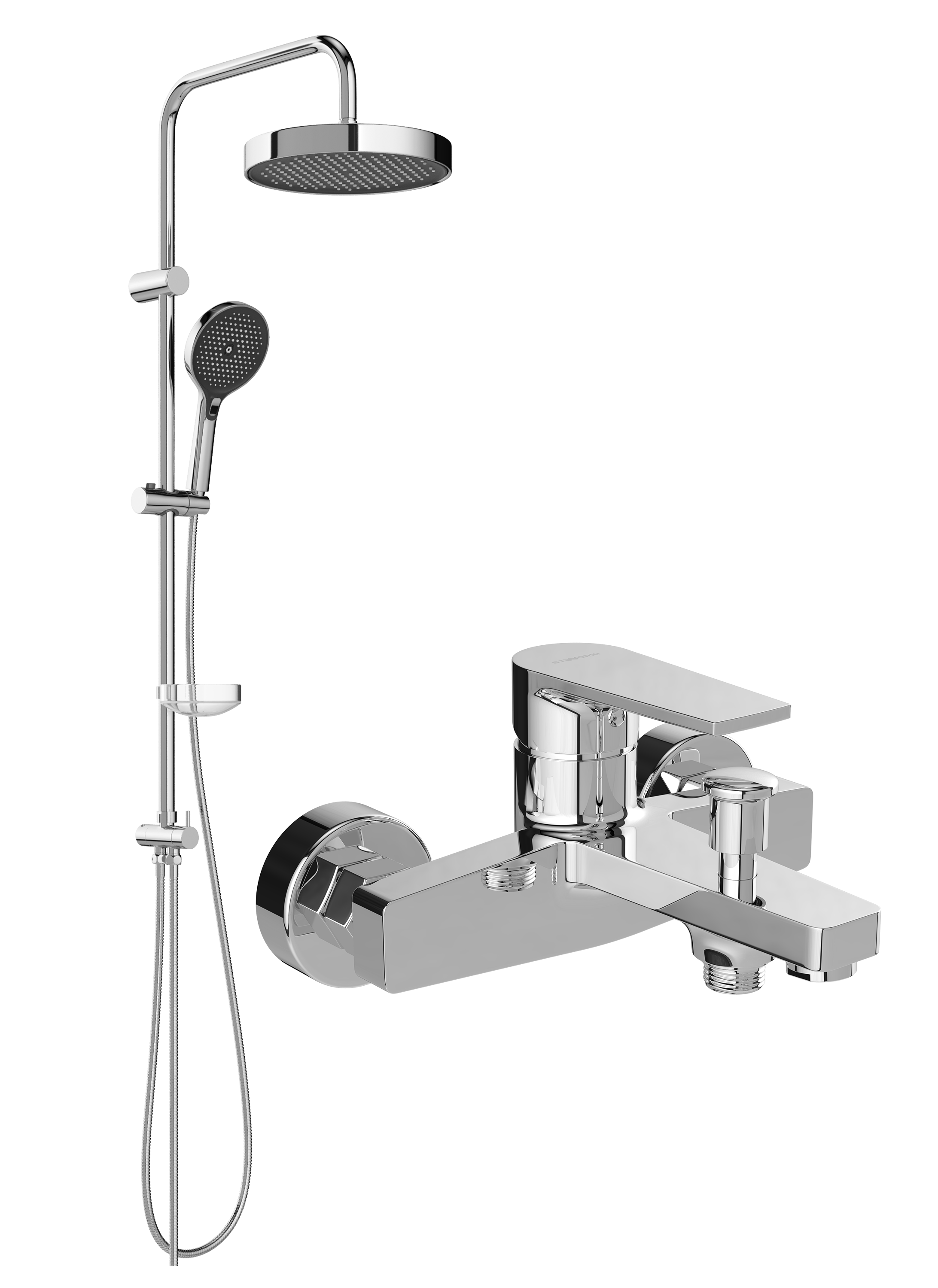 Душевой комплект Смеситель STWORKI Берген S21100CR хром + Стойка Монтре S30180CR