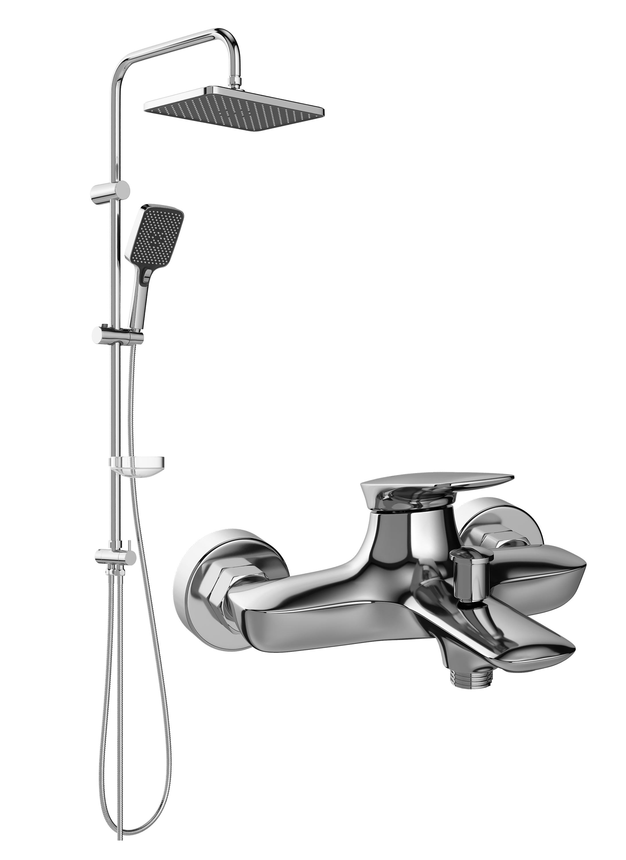 Душевой комплект Смеситель STWORKI Молде S23100CR хром + Стойка Колдинг S32180CR
