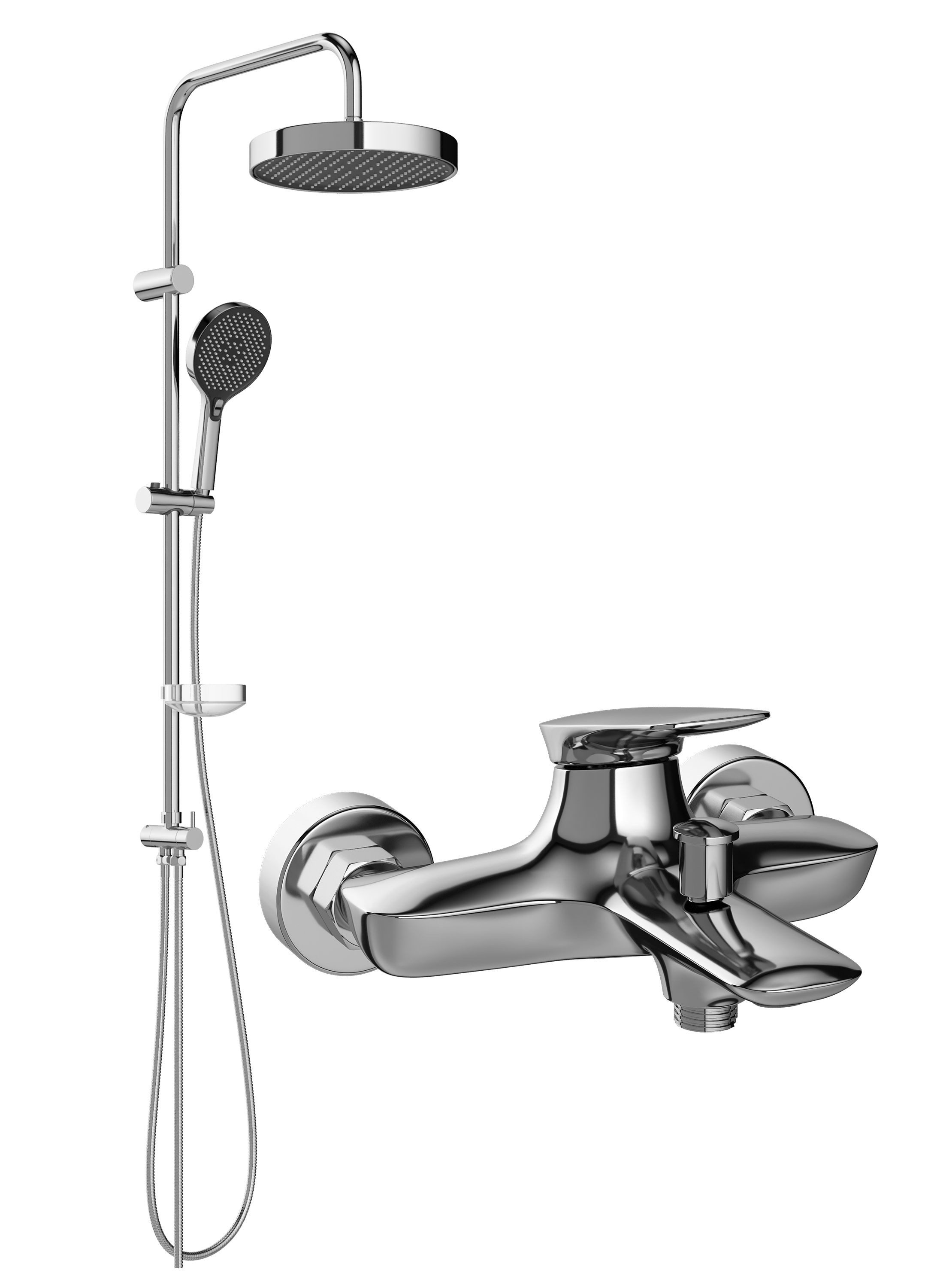 Душевой комплект Смеситель STWORKI Молде S23100CR хром + Стойка S23180CR