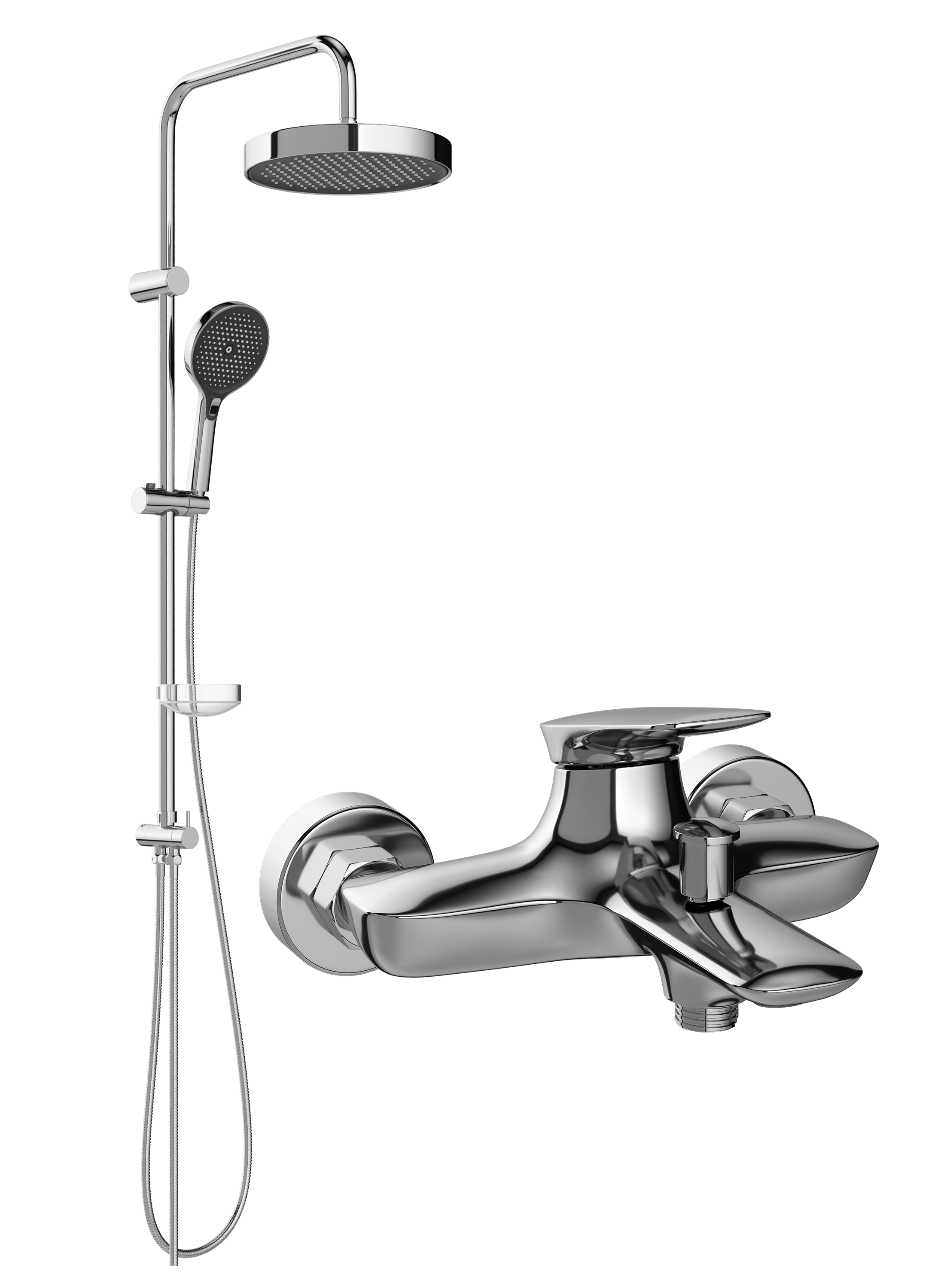Душевой комплект Смеситель STWORKI Молде S23100CR хром + Стойка Монтре S30180CR