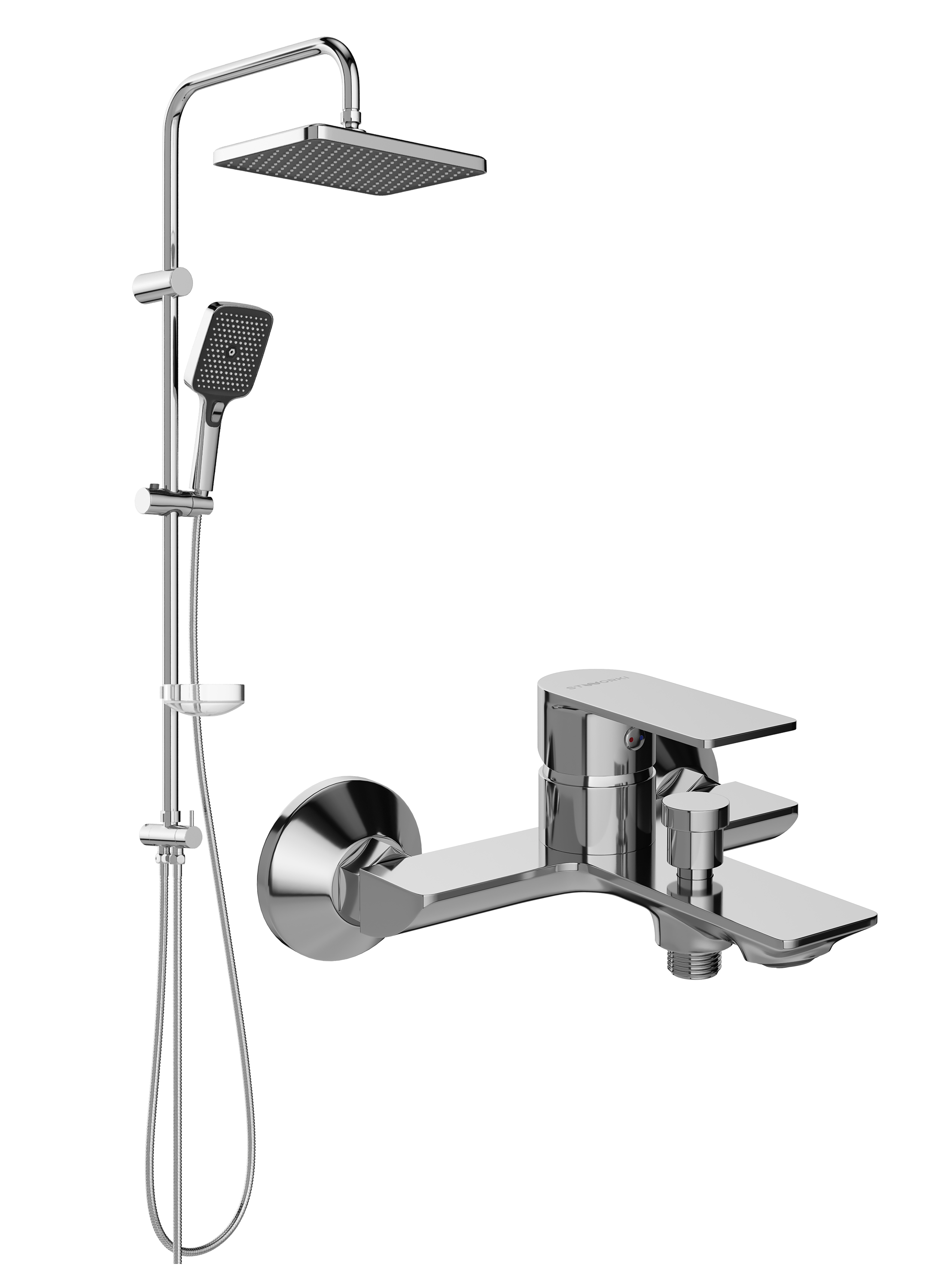 Душевой комплект Смеситель STWORKI Гриндстед S29100CR хром + Стойка Вестерос S26180CR
